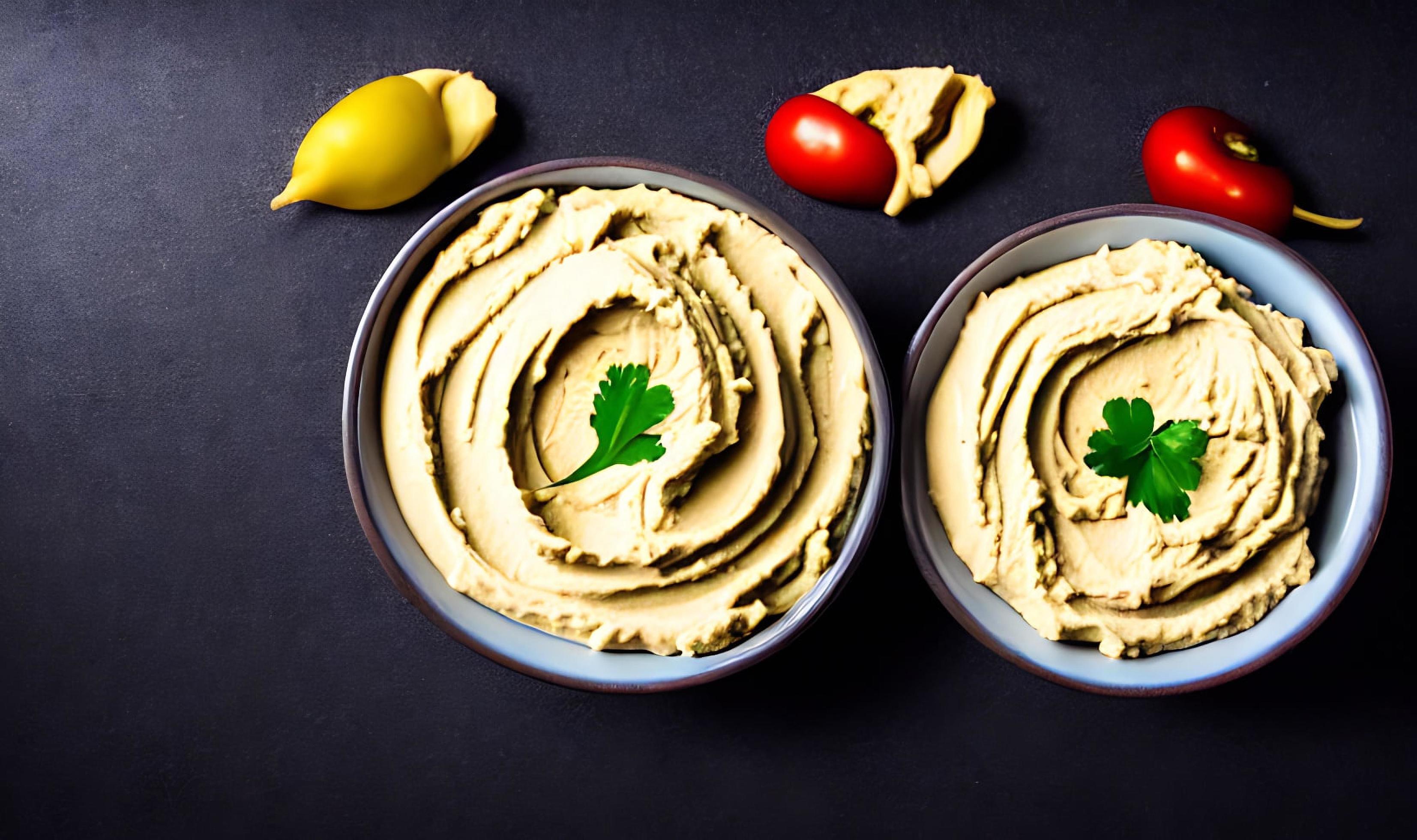 Healthy food. Traditional freshly made organic hummus. Stock Free