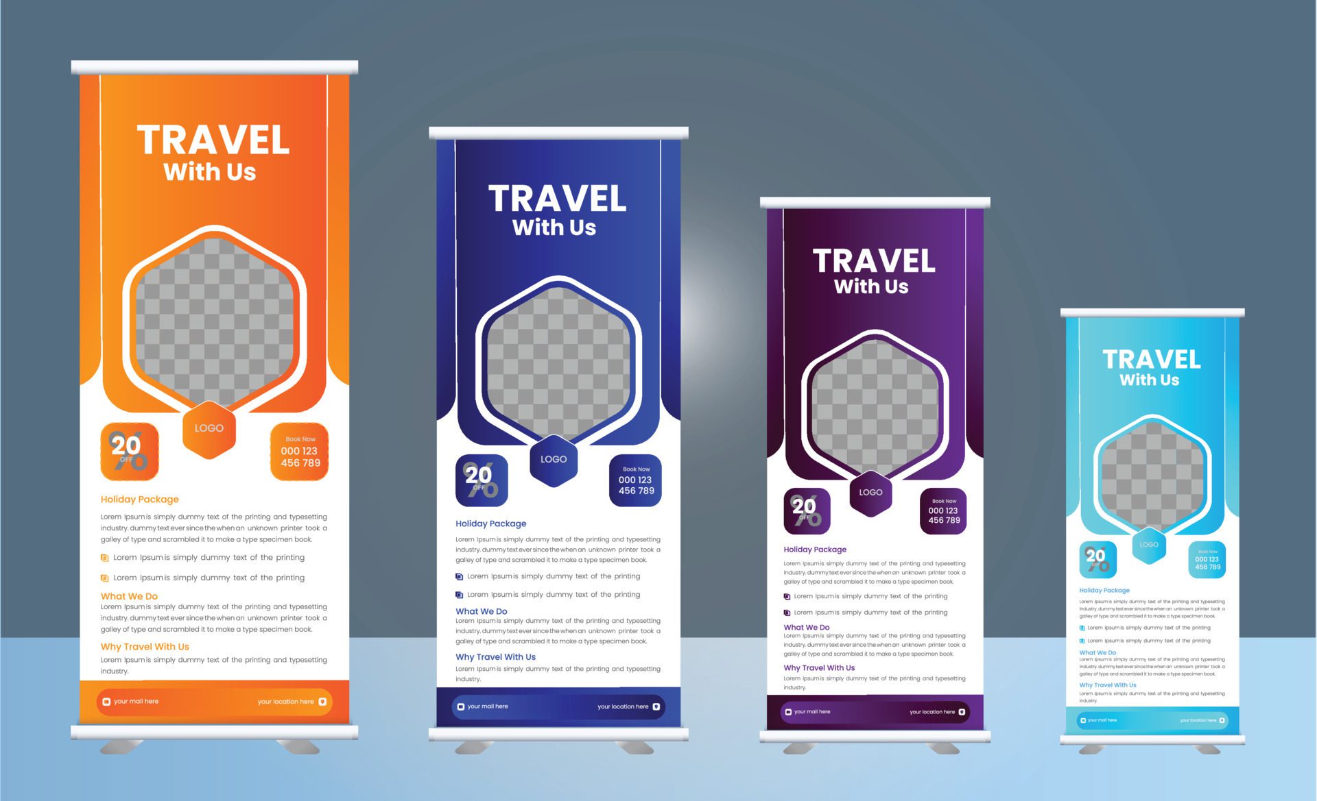 travel roll up banner design Free Vector