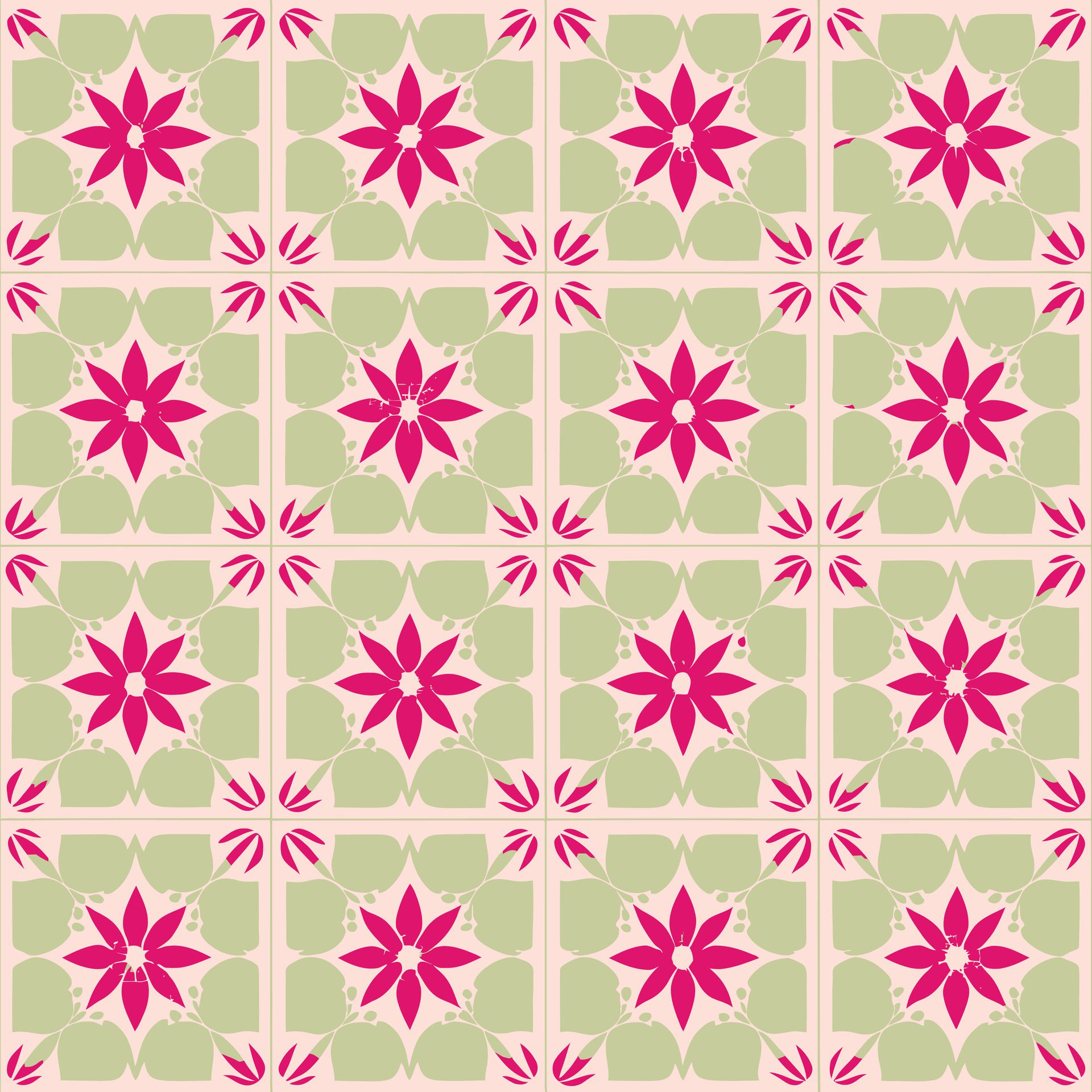 flower pattern on a green background Free Vector