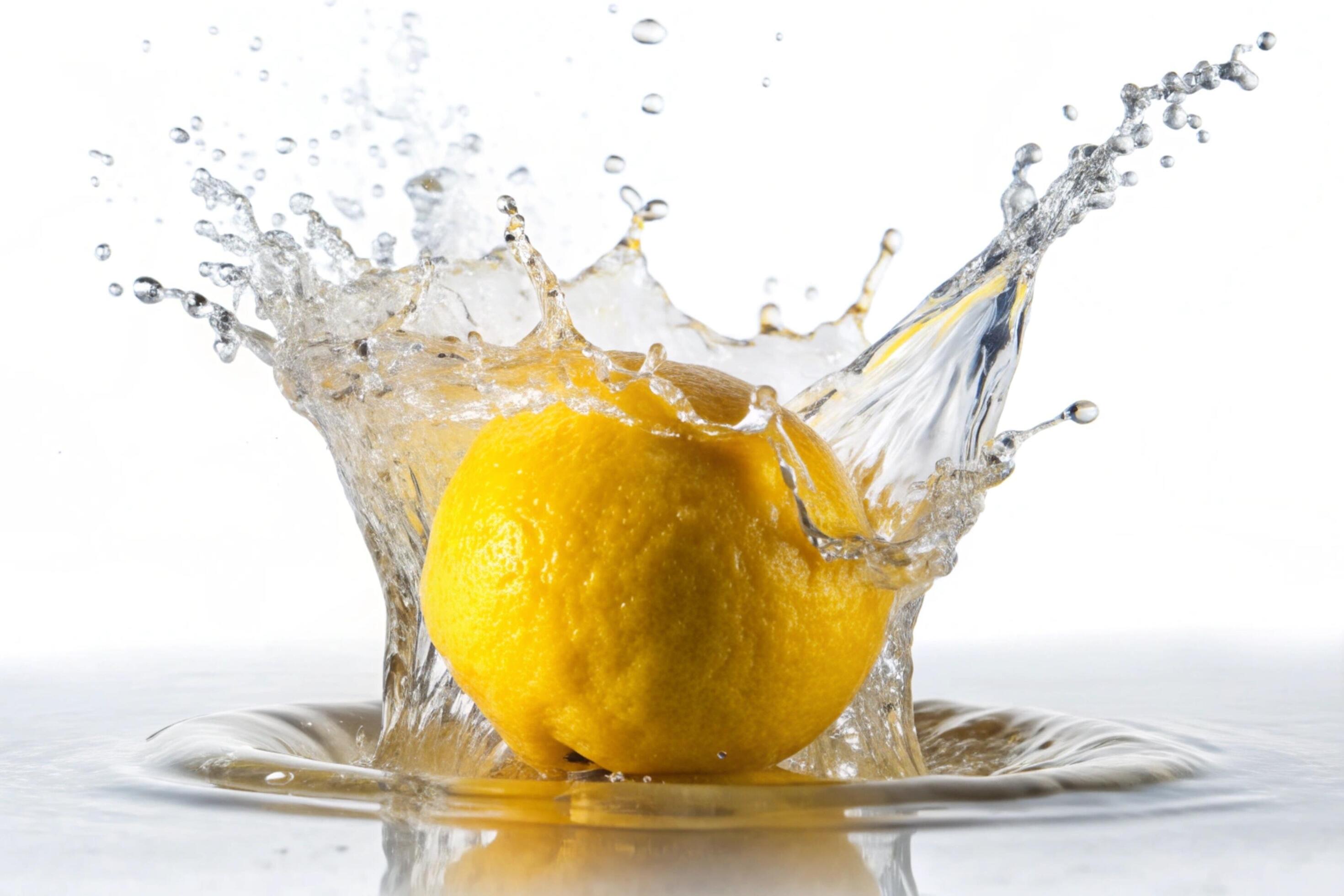 Lemon splashes on white background Stock Free