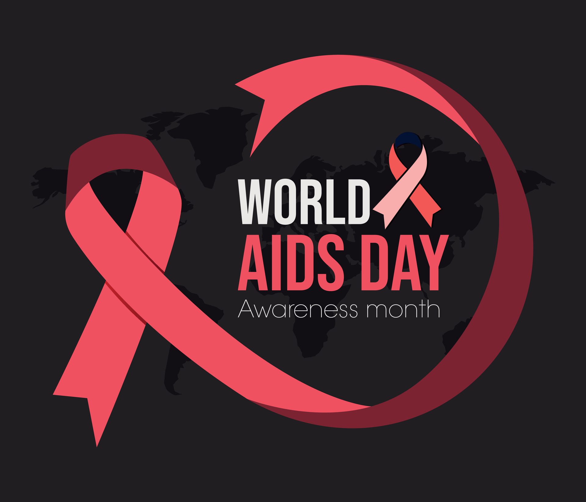 World aids day banner red awareness ribbon illustration Free Vector