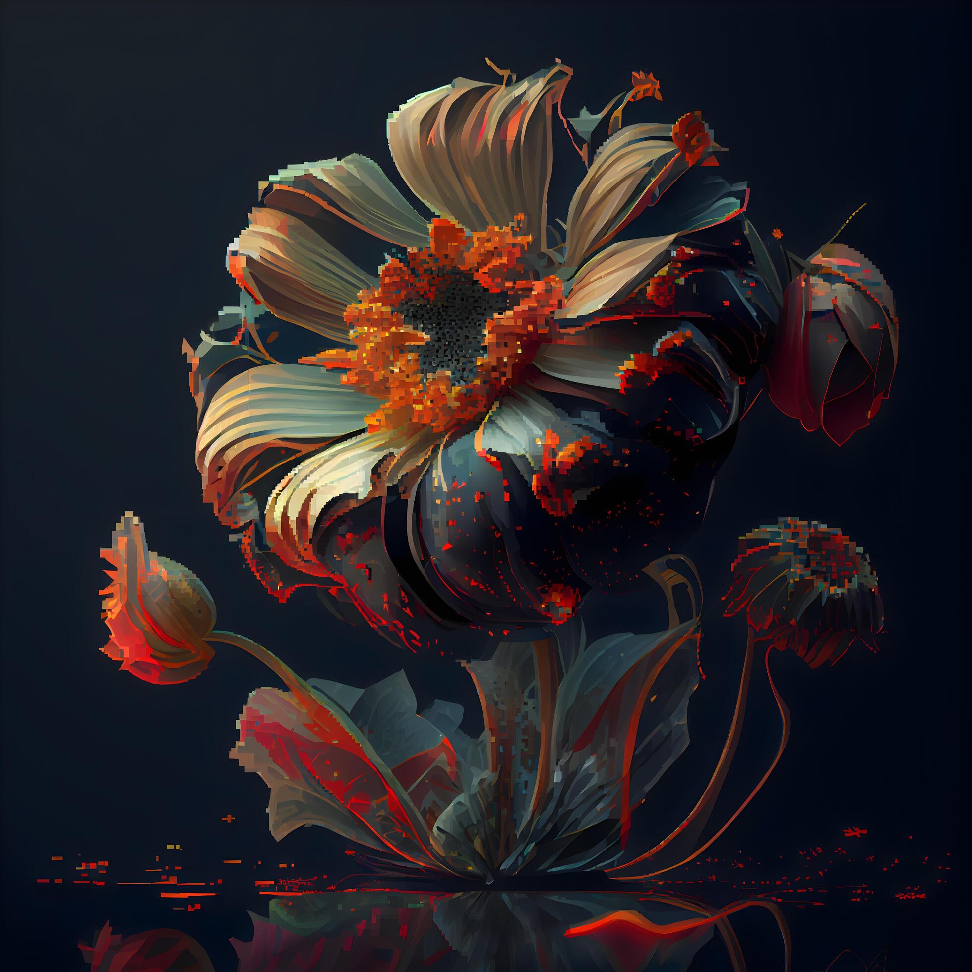 Flower on a dark background. illustration for your design., Image Stock Free