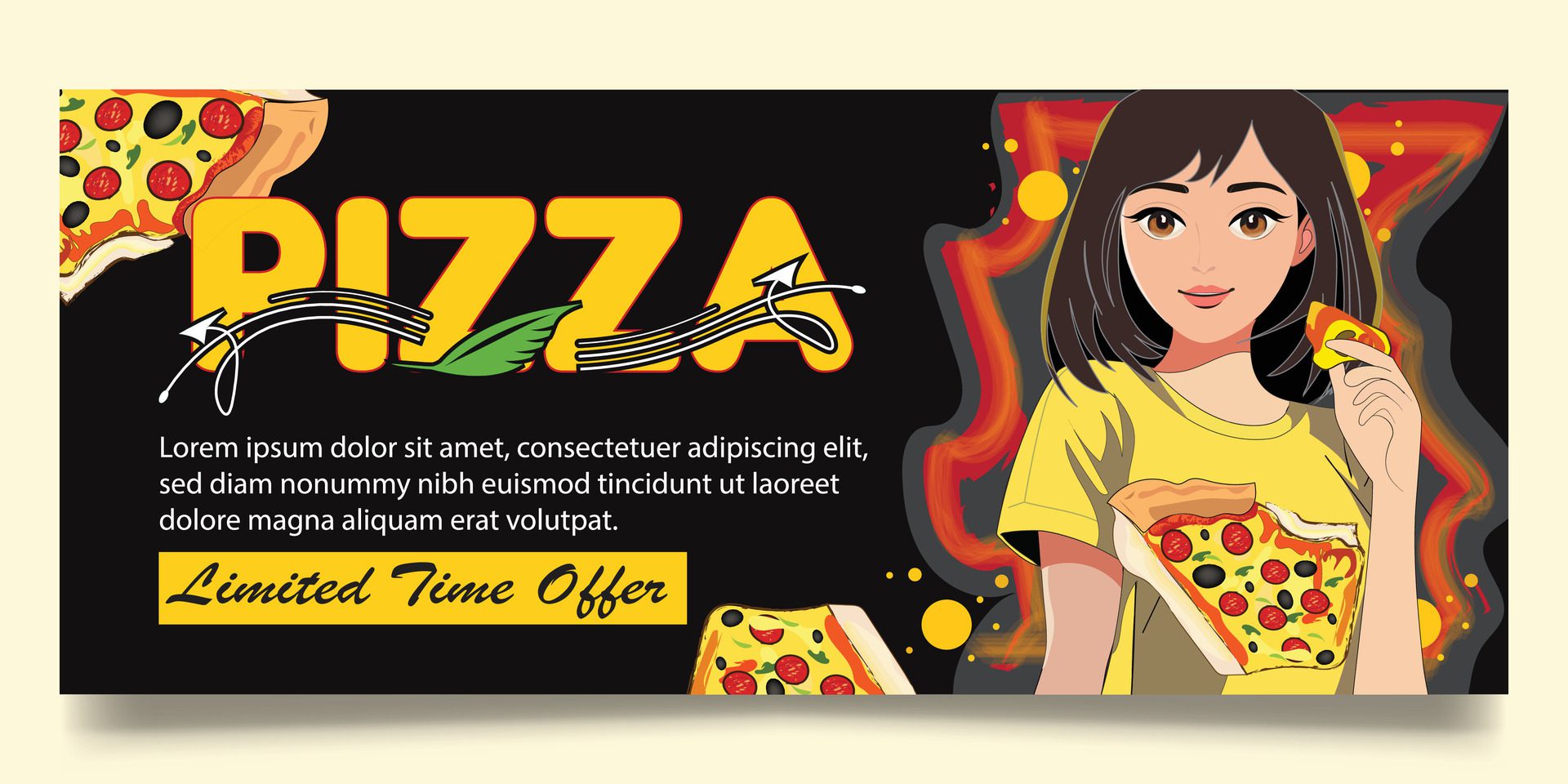 Pizza and fast food banner design Free Vector