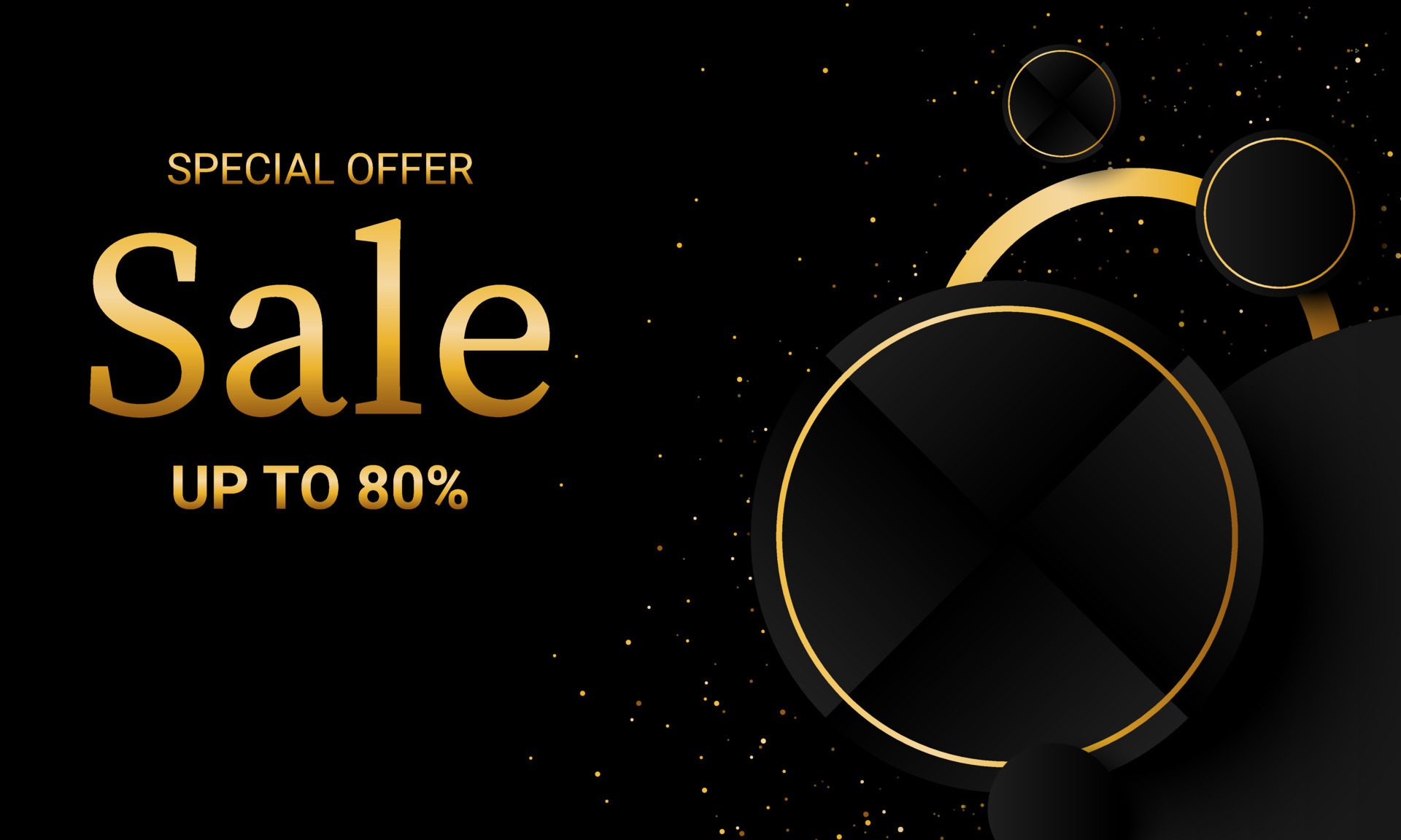 Luxury banner background with dark and golden circle. Free Vector