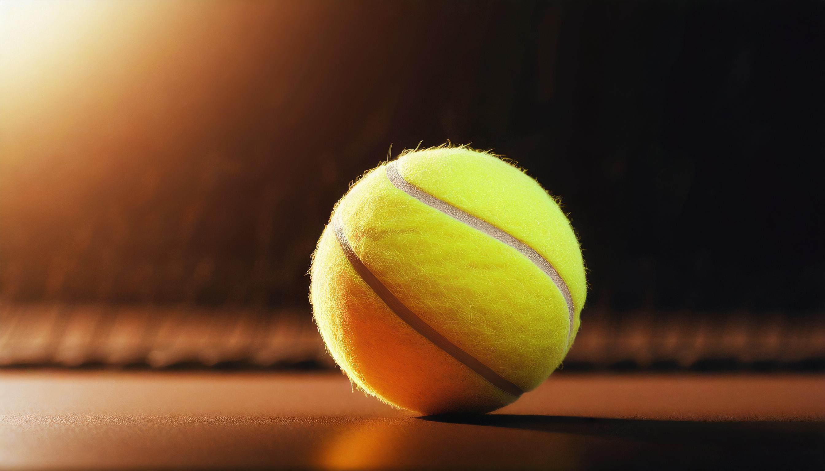 tennis ball on the dark background with copy space for text Stock Free