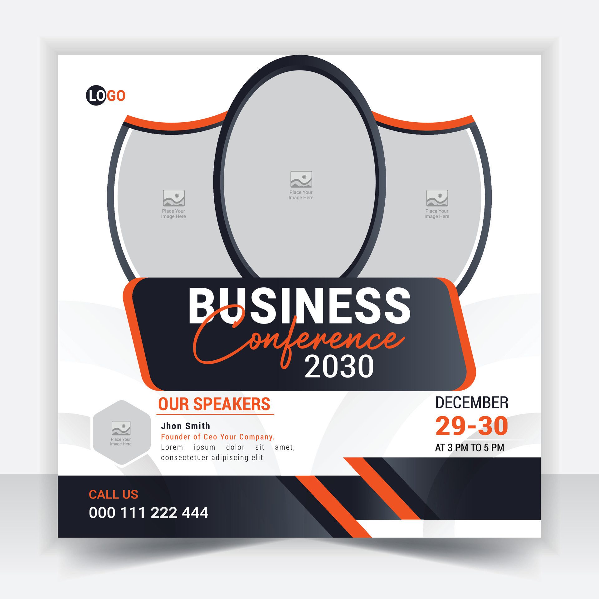 Business conference banner template. Online webinar social media post template. Online live webinar. Free Vector