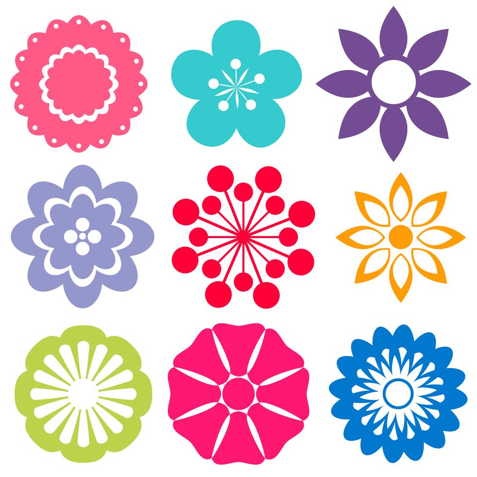 Set of colorful flowers Stock Free