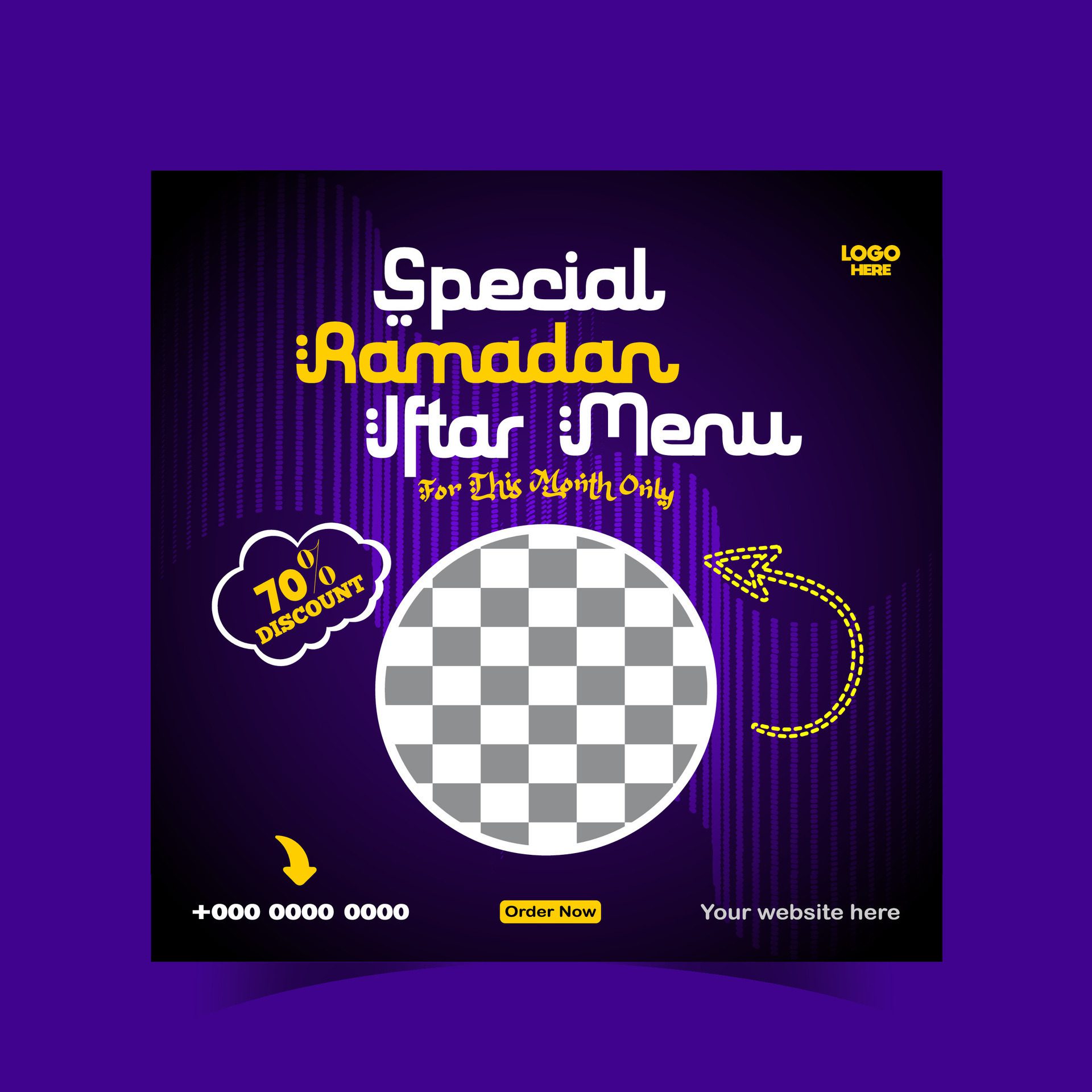 Ramadan iftar menu food post design and social media banner template Free Vector