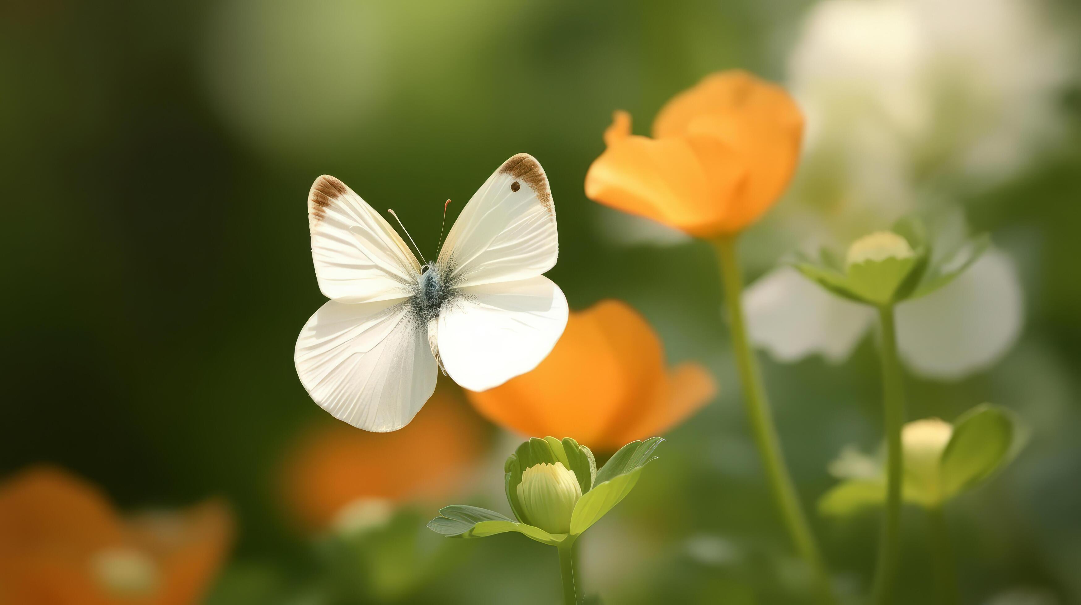 Anemone flower with butterfly. Illustration Stock Free