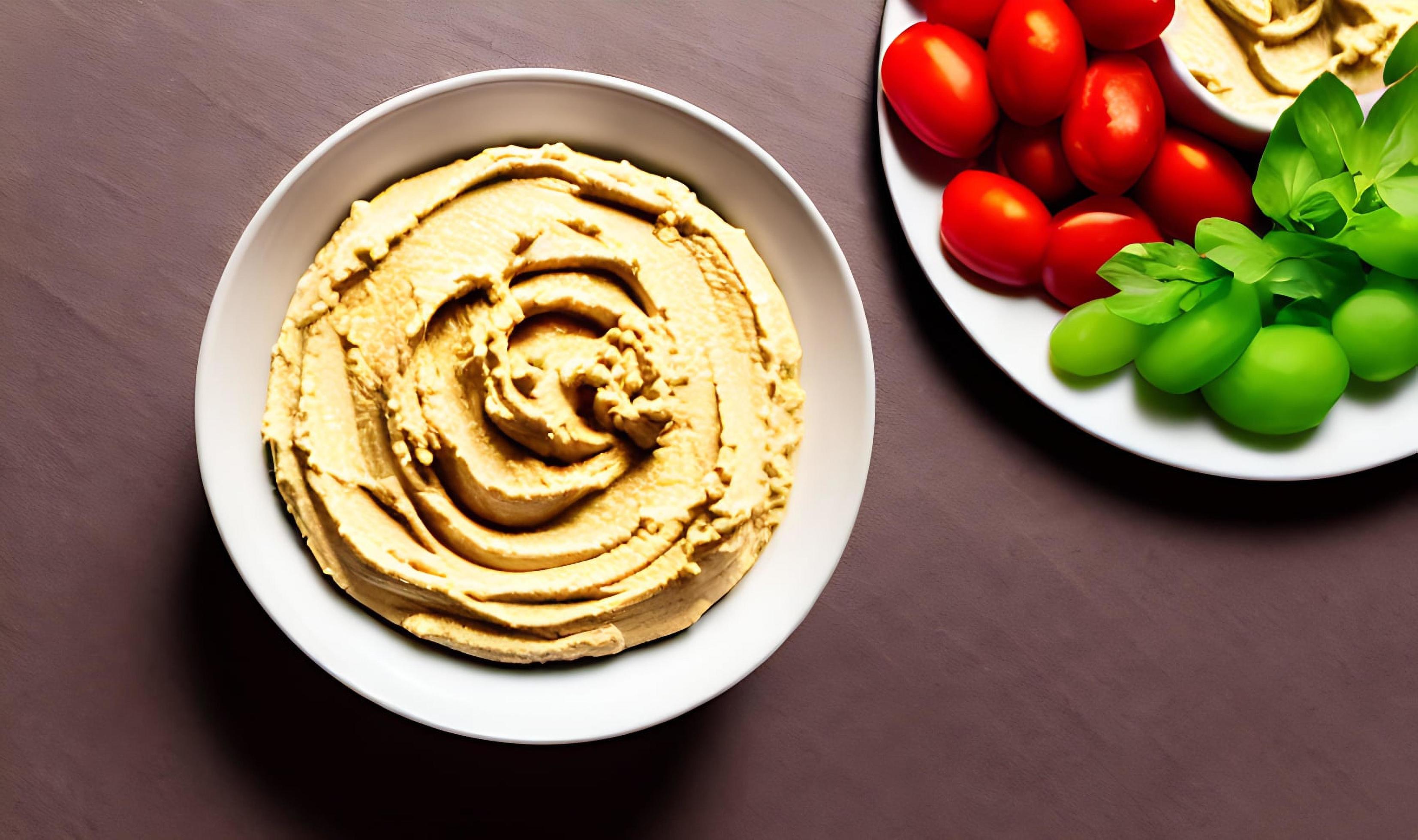 Healthy food. Traditional freshly made organic hummus. Stock Free