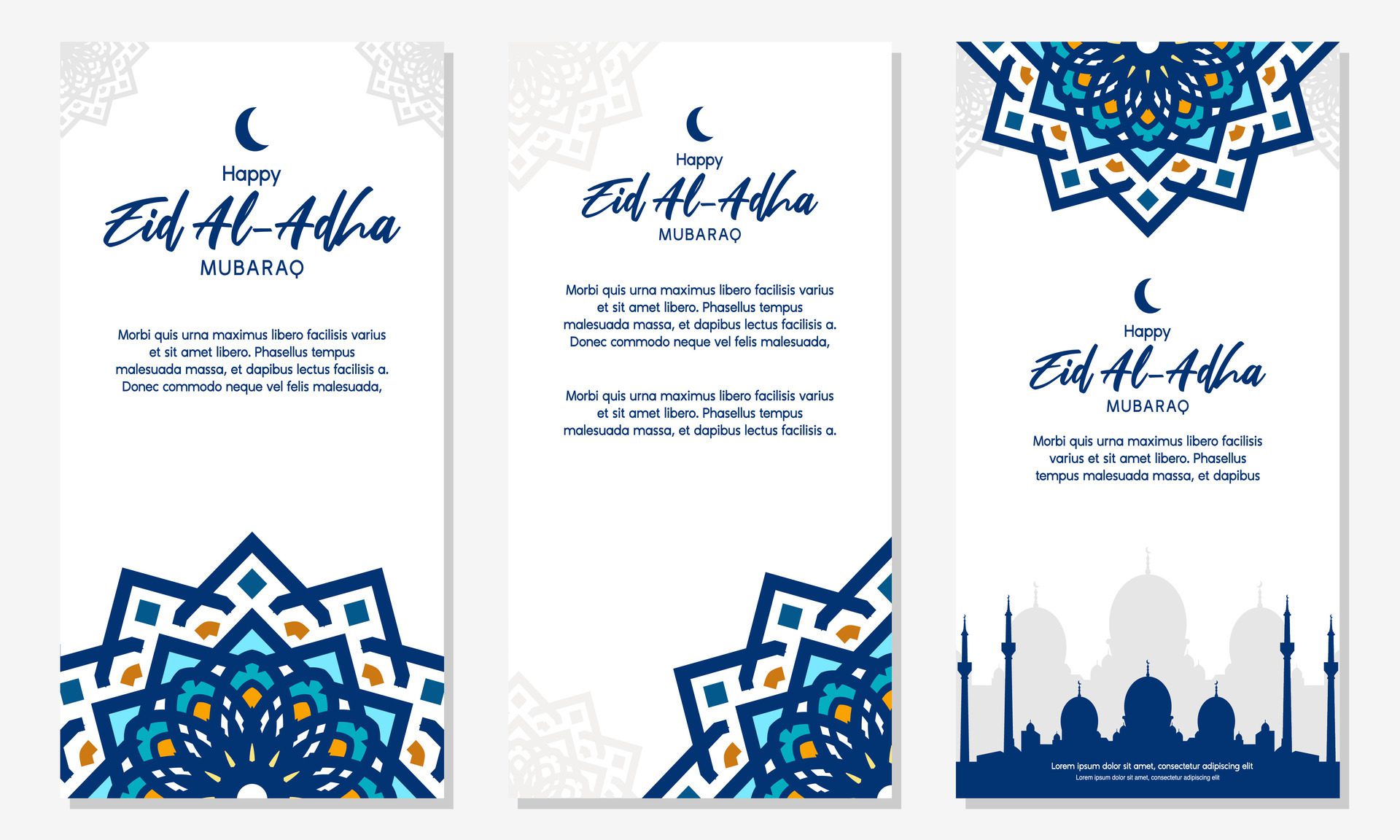 happy eid mubarak banner design with arabesque pattern Free Vector