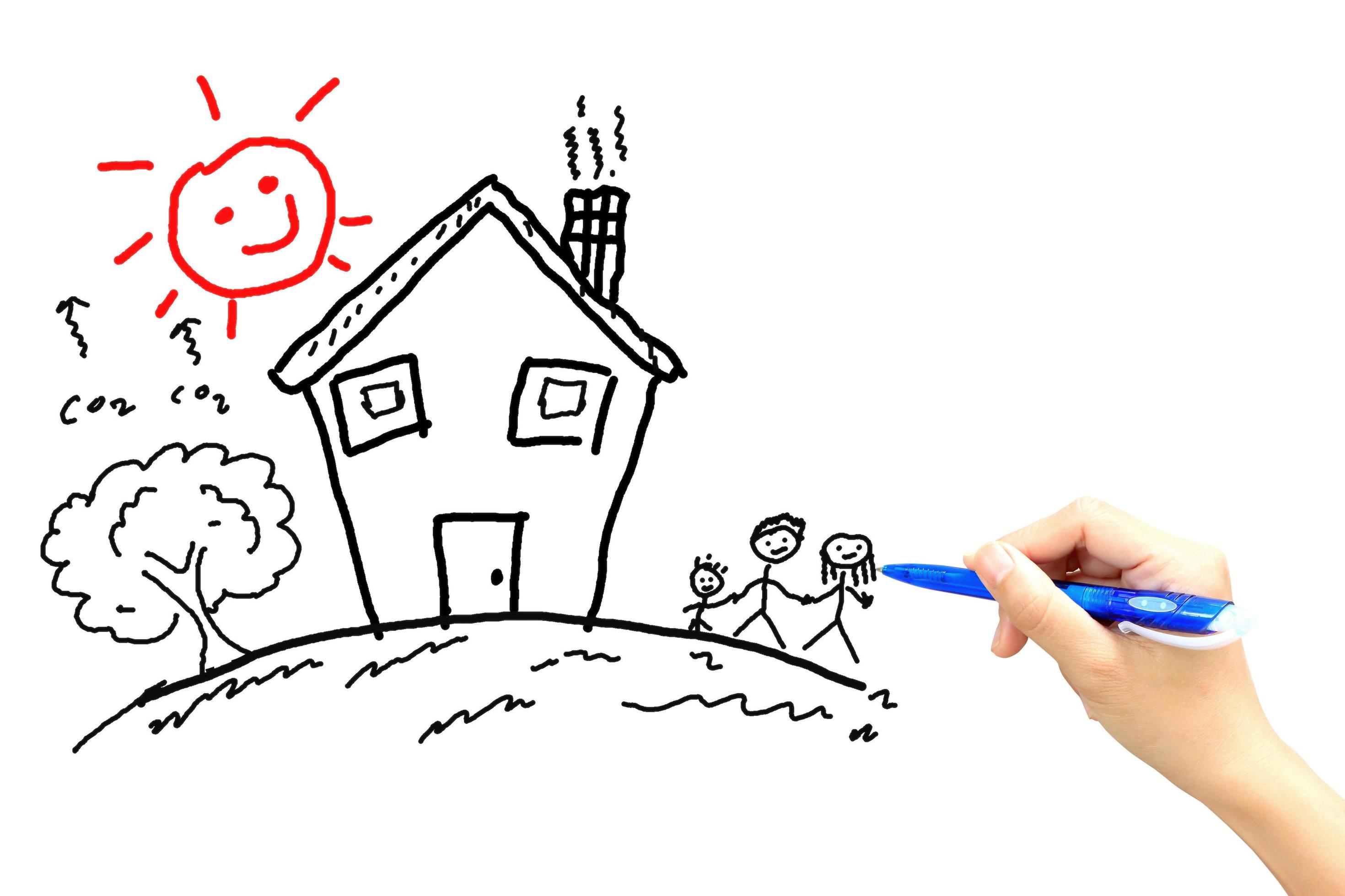 Hand drawing a happy family Stock Free