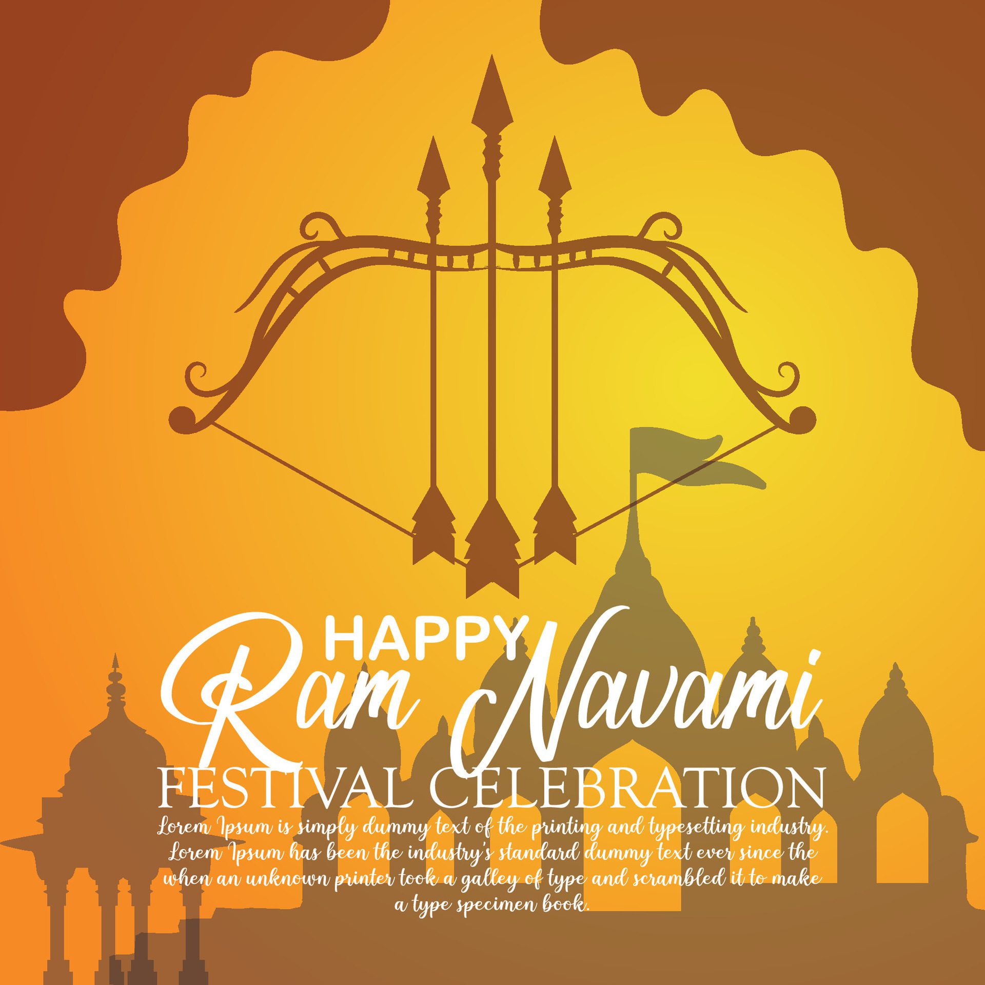 Happy Ram Navami cultural Banner Hindu festival vertical post wishes celebration card Ram Navami celebration background Free Vector