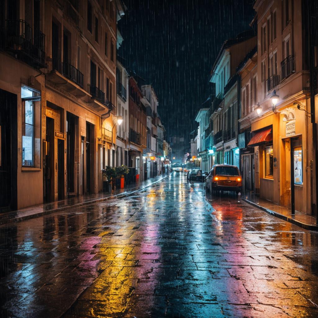 Raining at the street by @ai_generated