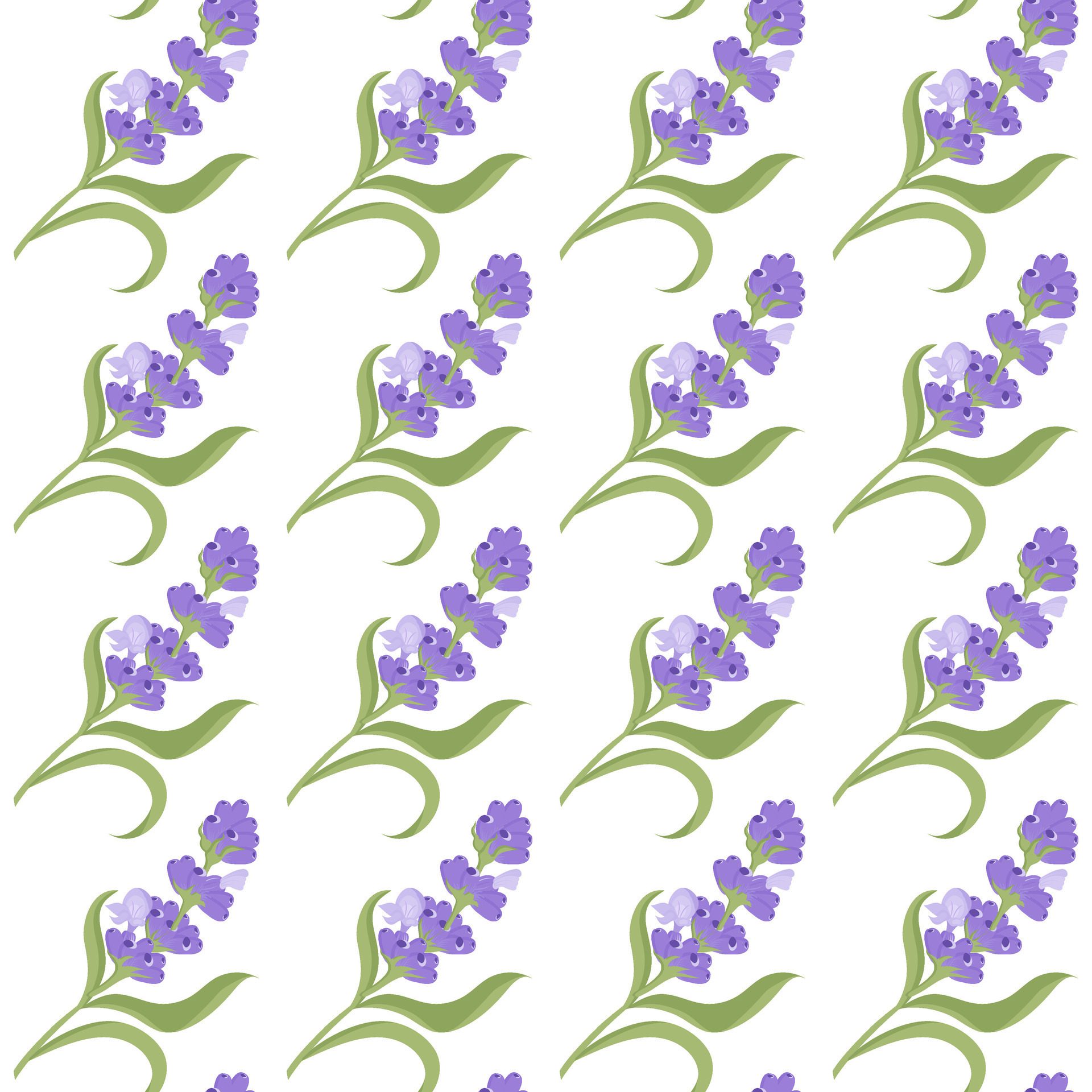 A sprig of lavender. Purple flower. Seamless pattern. illustration. Free Vector