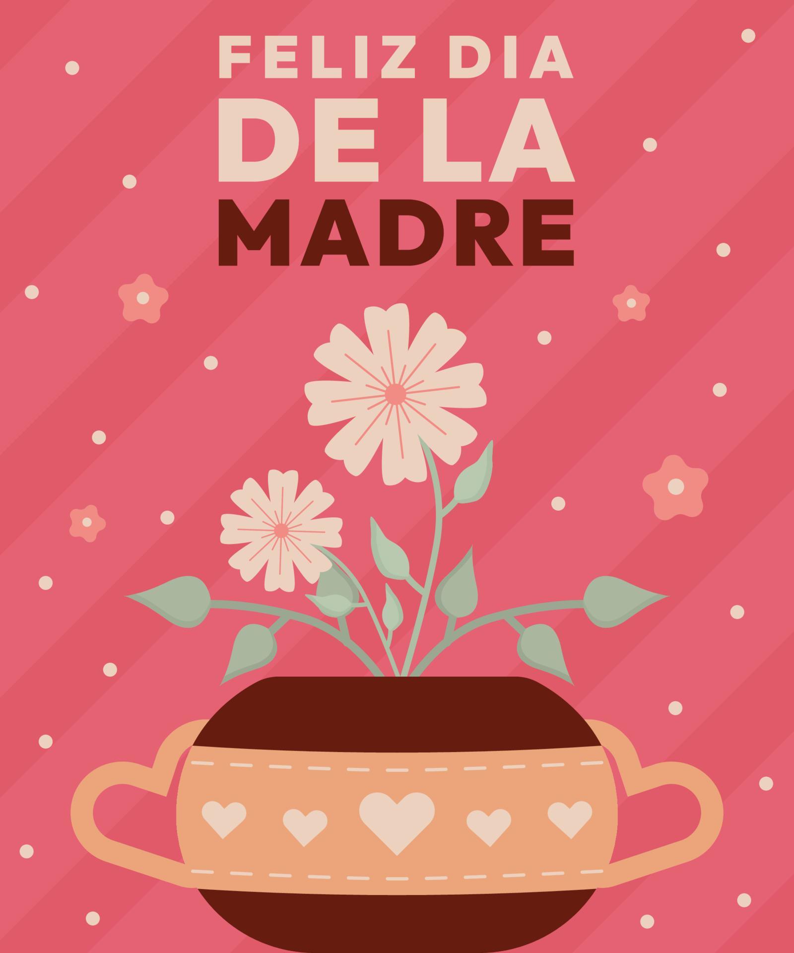 Feliz Dia De La Madre Greeting Card Vector Design with Cup of Flowers Stock Free