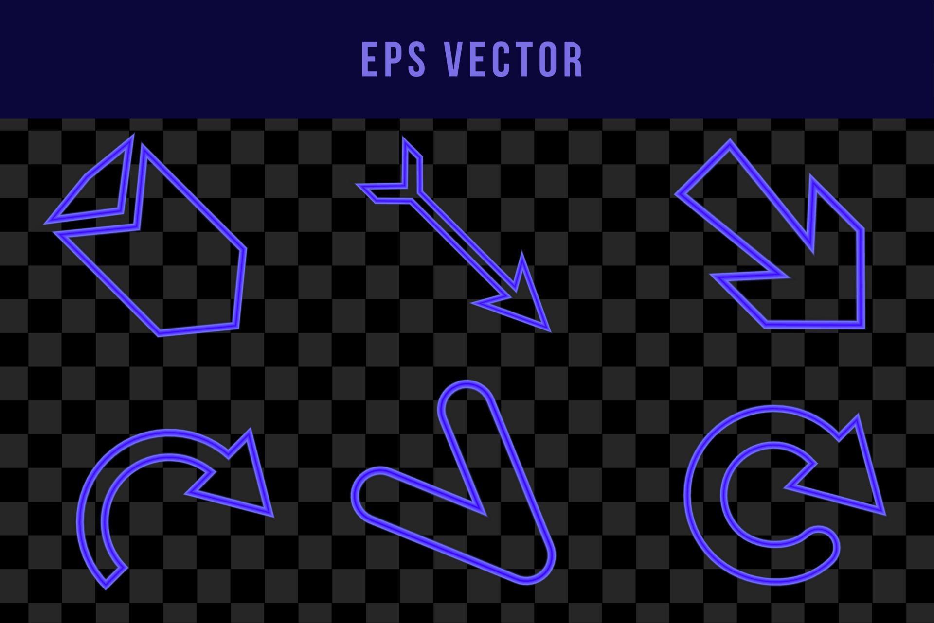 Blue arrow, direction or pointer, simple icon. Orange neon style on wall background. Light linear icon with editable stroke Stock Free