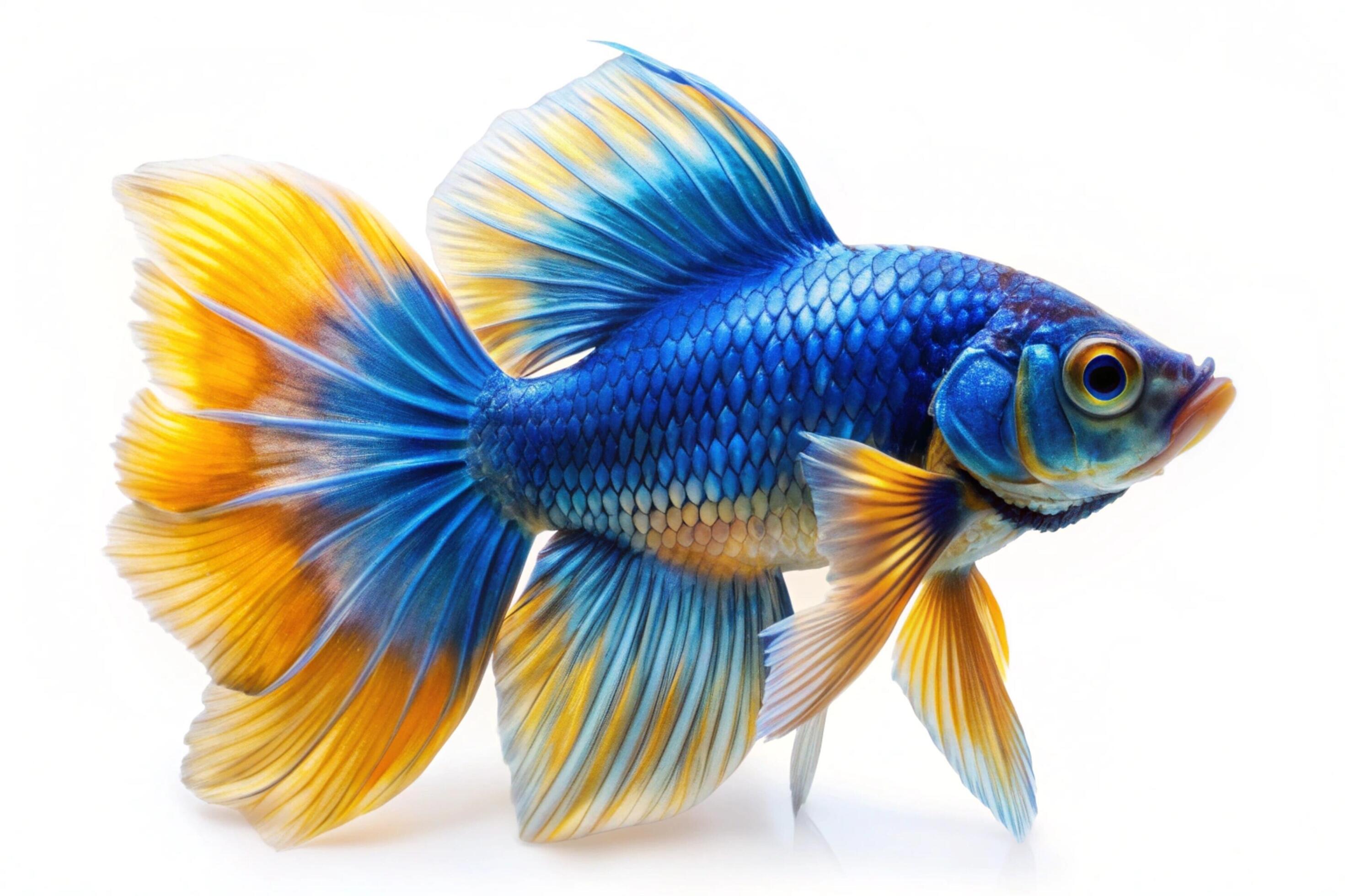 Blue ornamental fish isolated on white background Stock Free