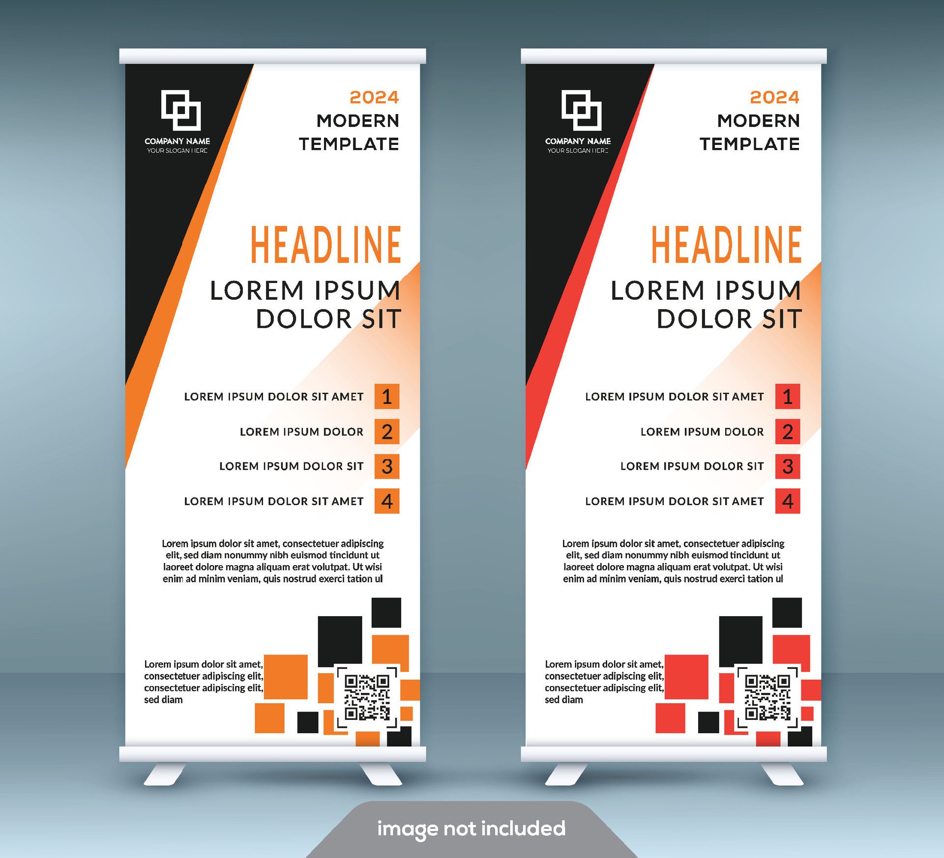 Banner roll-up design, business concept. Graphic template roll-up for exhibitions Free Vector