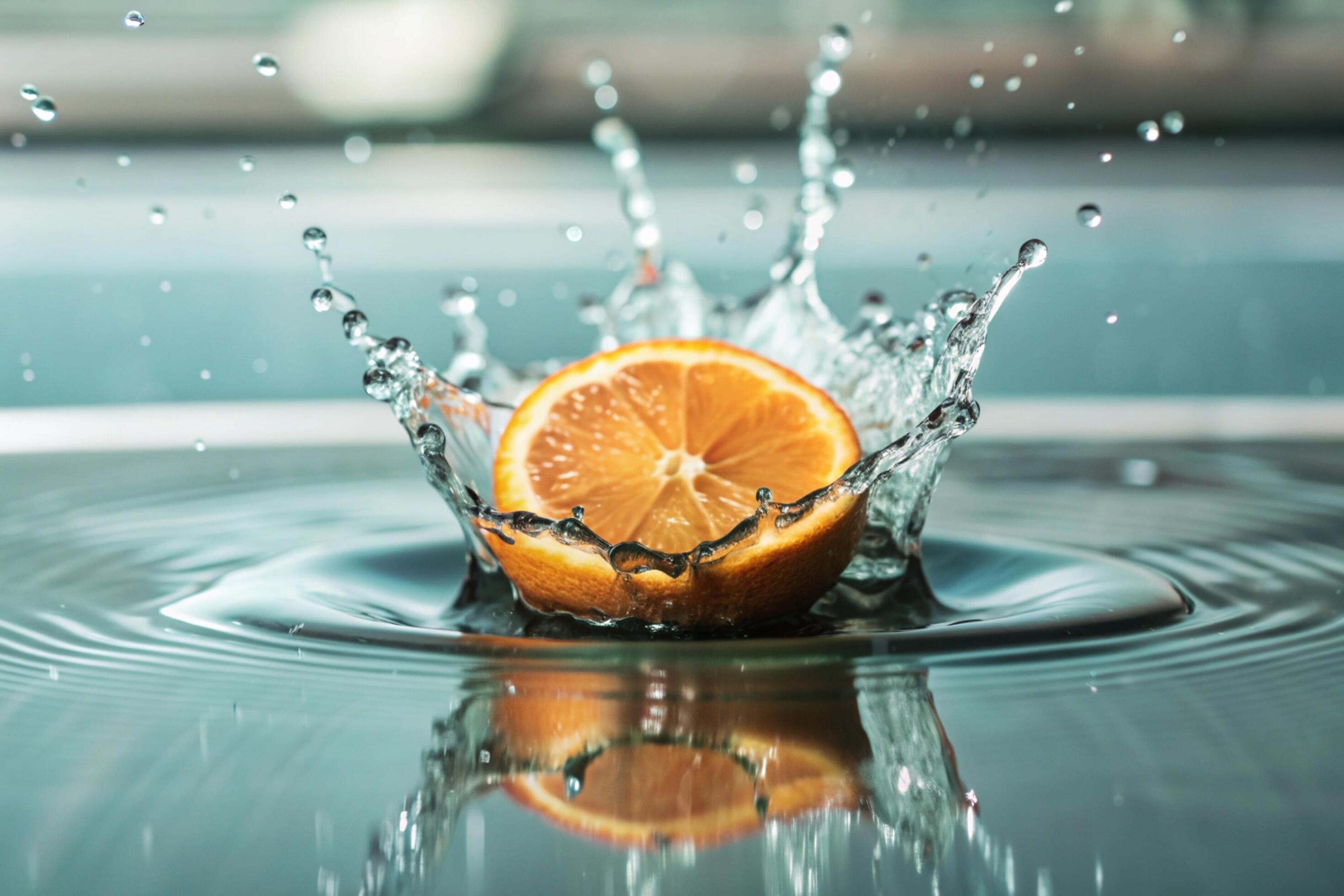 Orange splashes isolated on background Stock Free