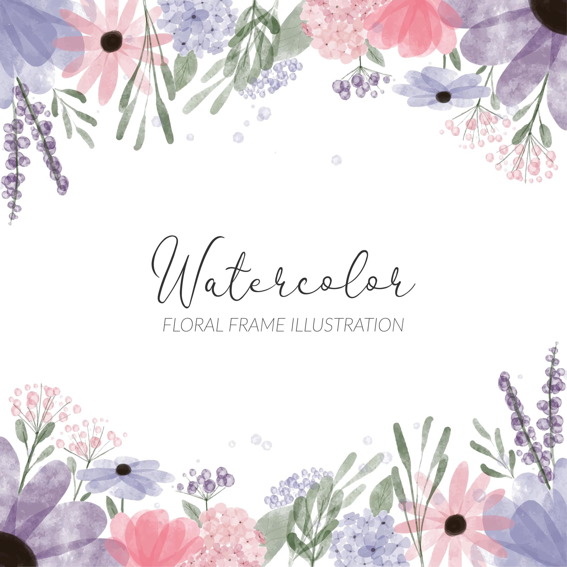 watercolor floral frame illustration with hydrangea petal flower Stock Free