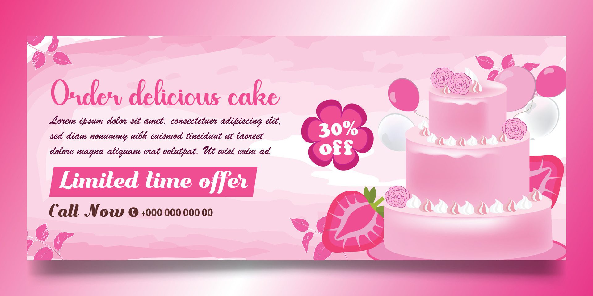 Bakery shop and cake banner design Free Vector