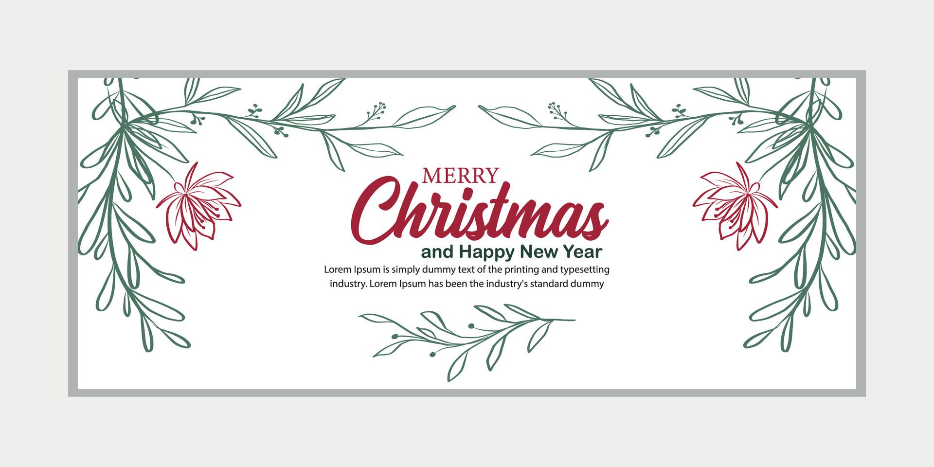 merry christmas banner set and happy new year banner, social media cover and web banner,Merry Christmas design for greeting card, Free Vector