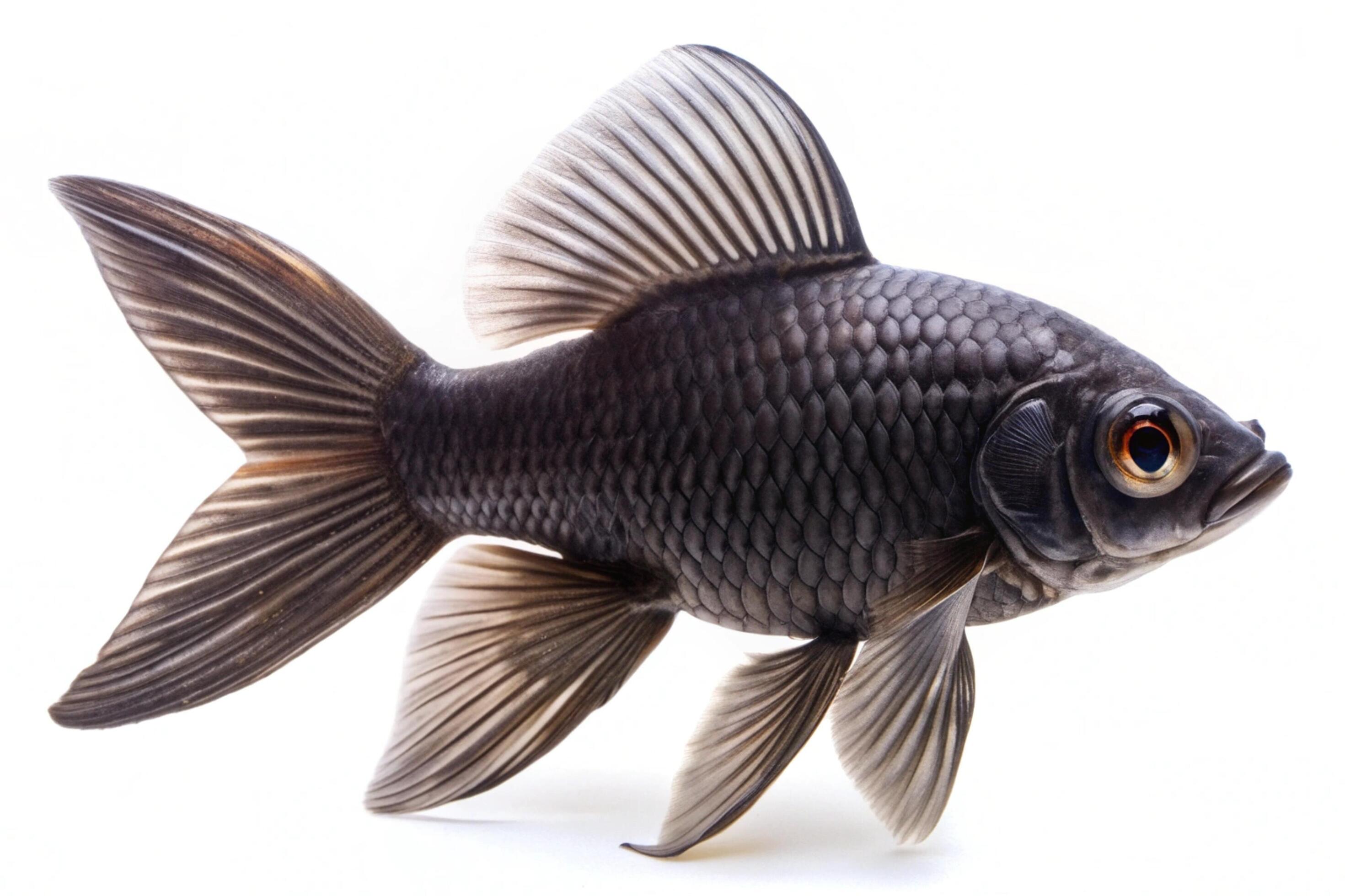 Black ornamental fish isolated on white background Stock Free