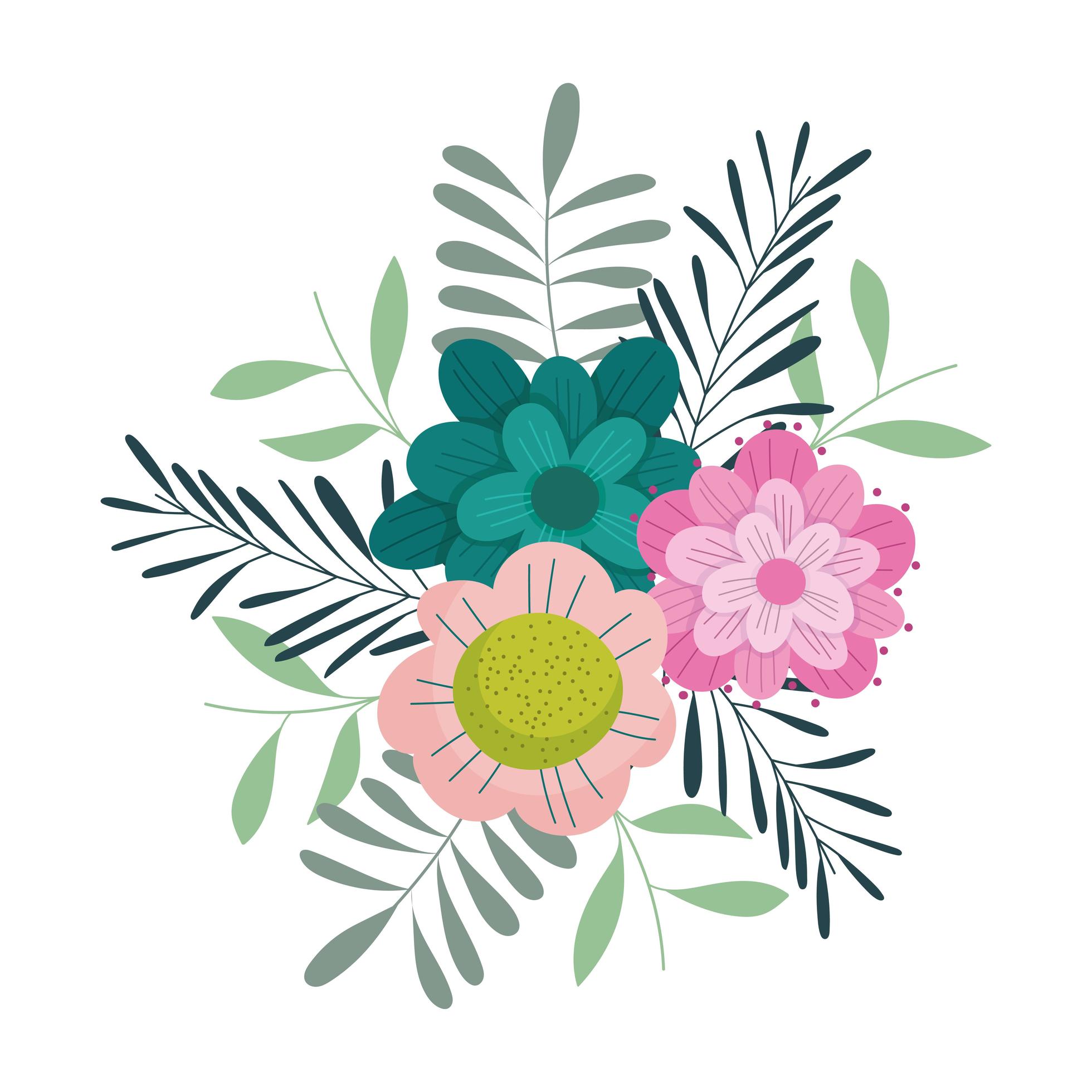 flowers leaves foliage nature decoration isolated icon Stock Free