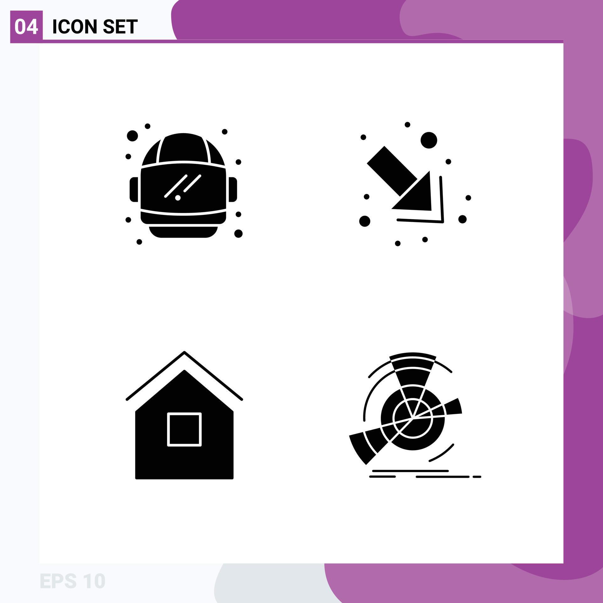 Set of 4 Commercial Solid Glyphs pack for astronaut hut arrow building data Editable Vector Design Elements Stock Free