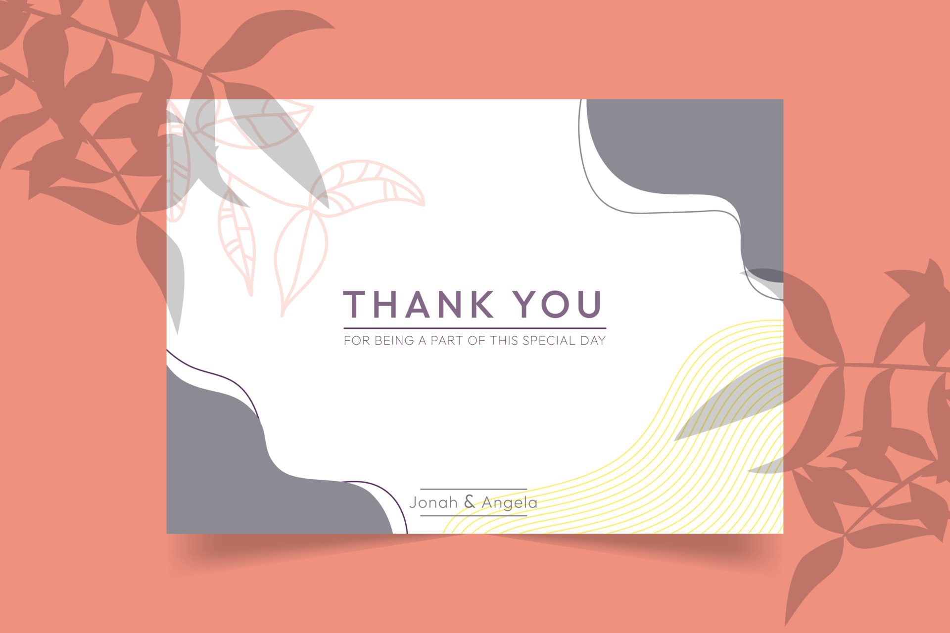 Wedding Thank You Card Template Vector Design Free Vector