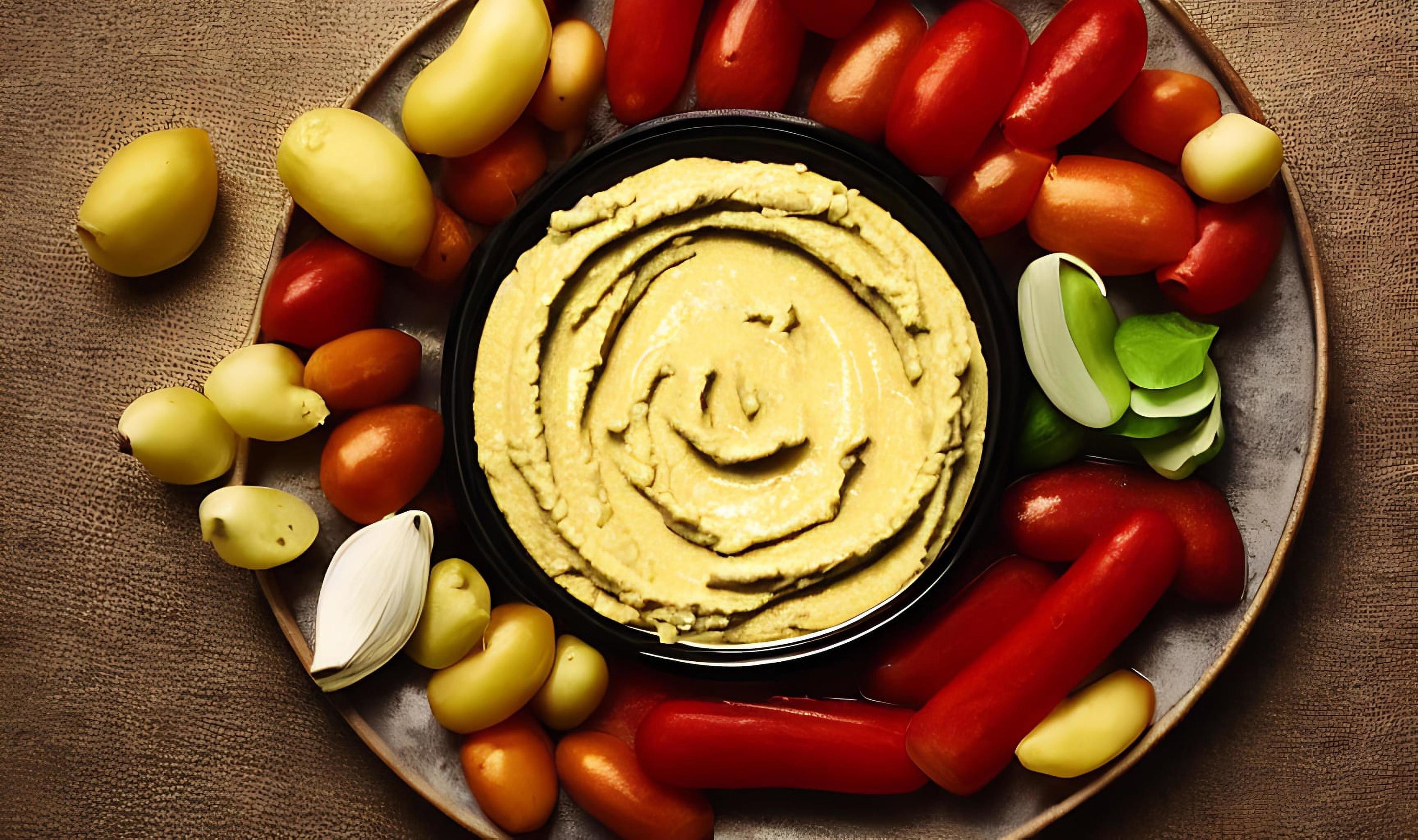 Healthy food. Traditional freshly made organic hummus. Stock Free