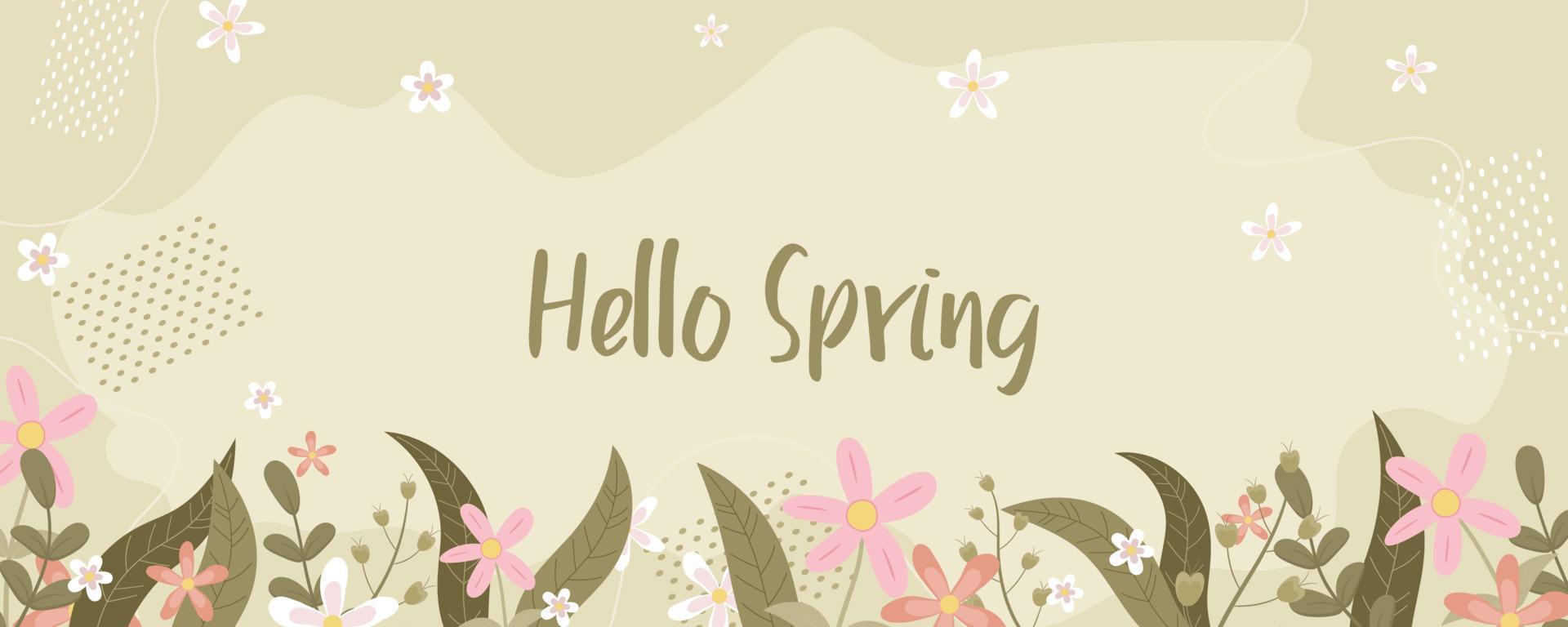 Hand drawn spring flower banner Stock Free