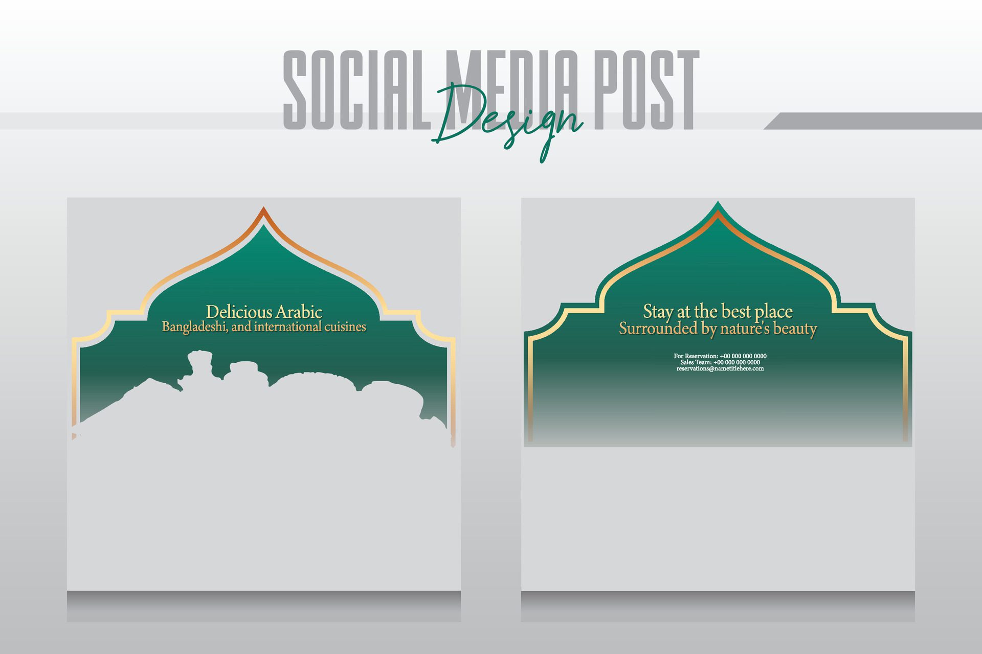 Eid festive hotel and resort social media post or web banner promo template Free Vector