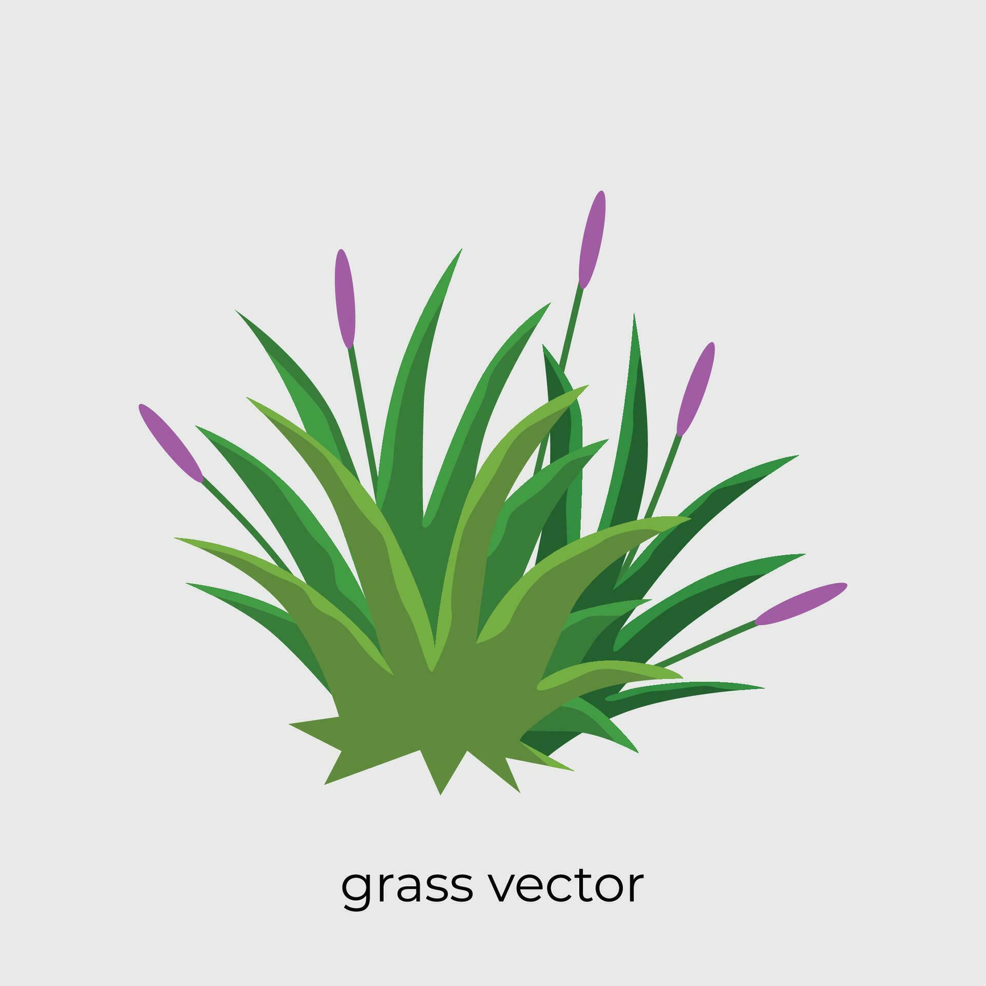 grass illustration in flat style single vector with flowers Stock Free