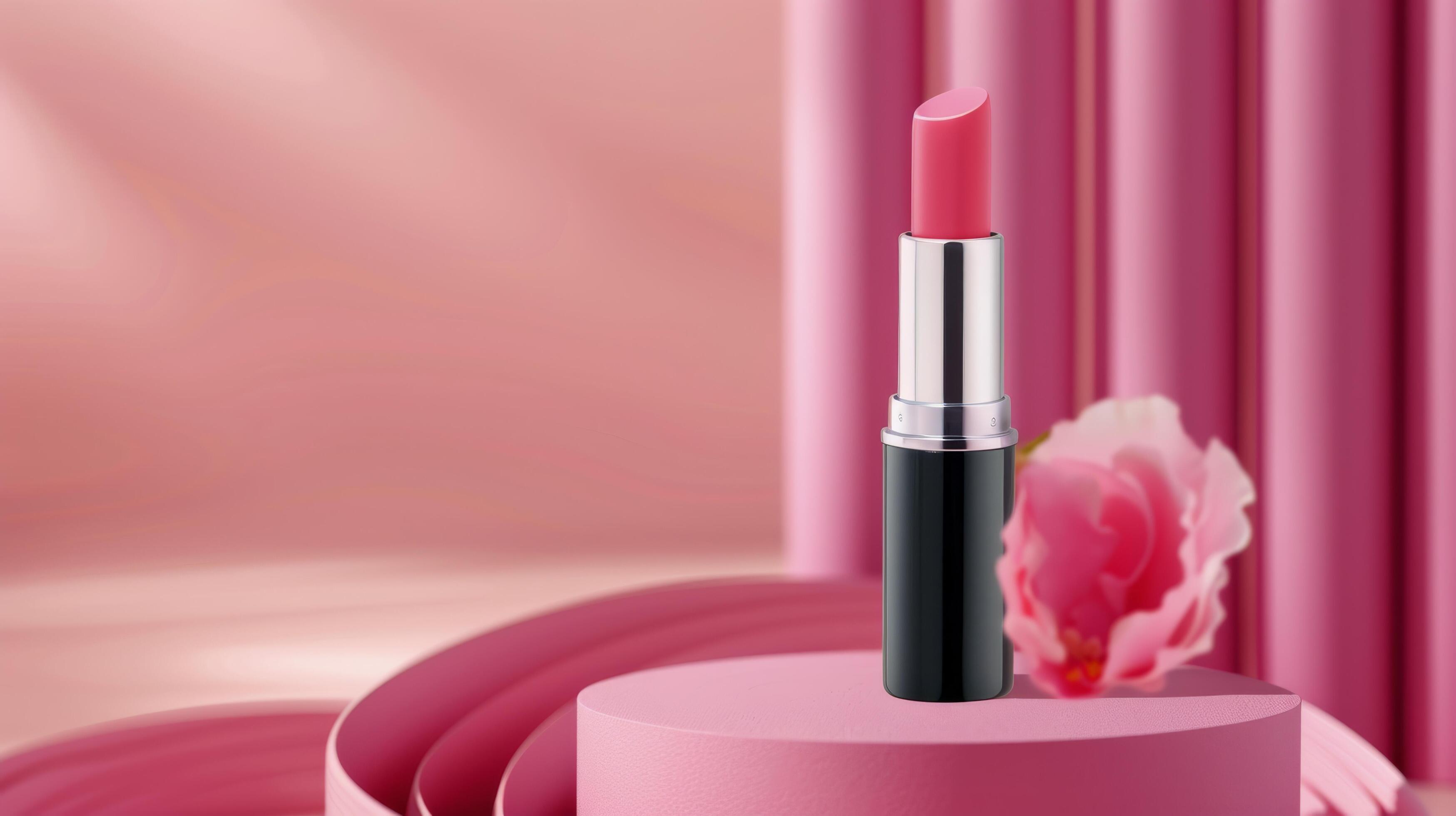 Pink Lipstick On A Pink Background Stock Free