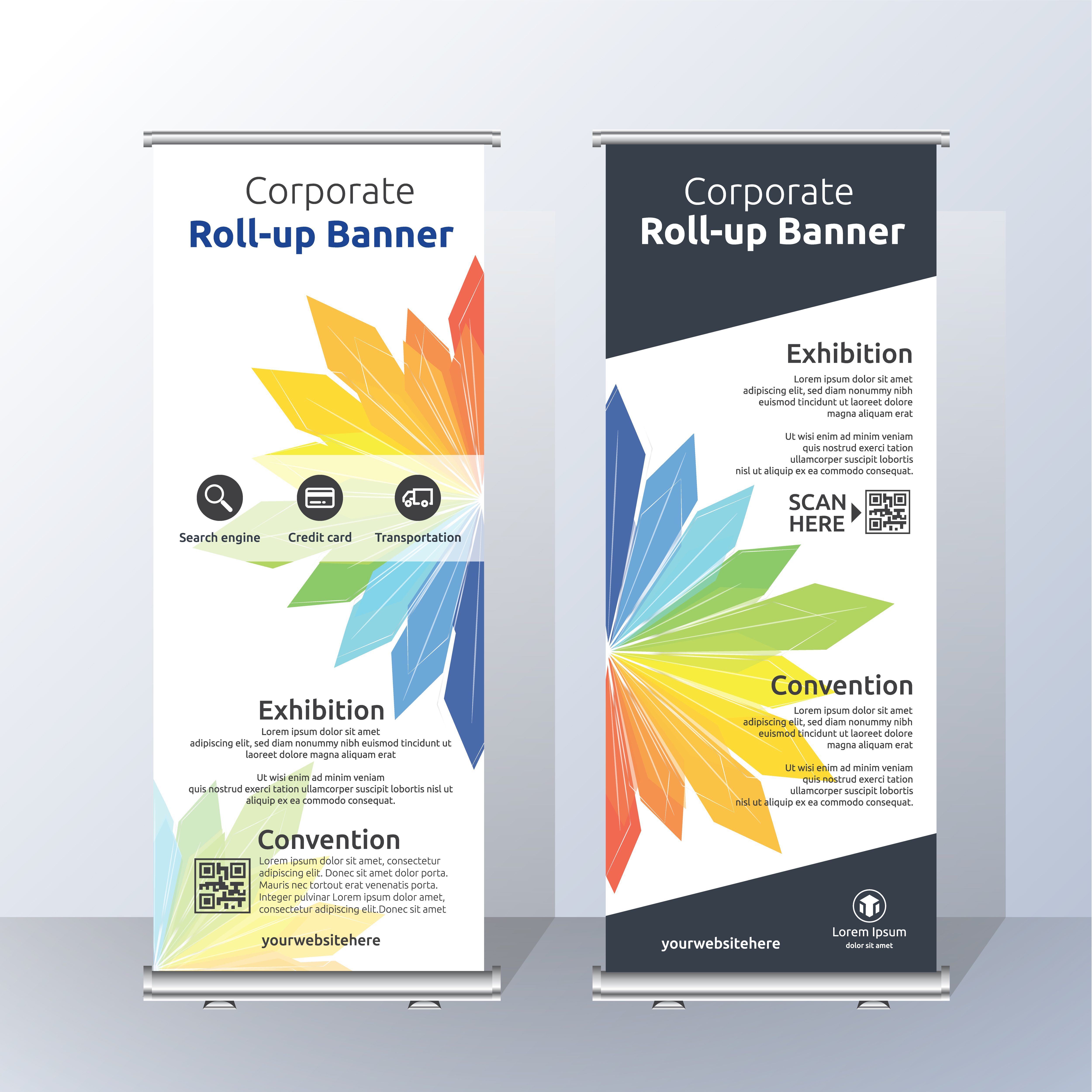 Vertical Roll Up Banner Template Design for Announce and Adverti Free Vector and Free SVG