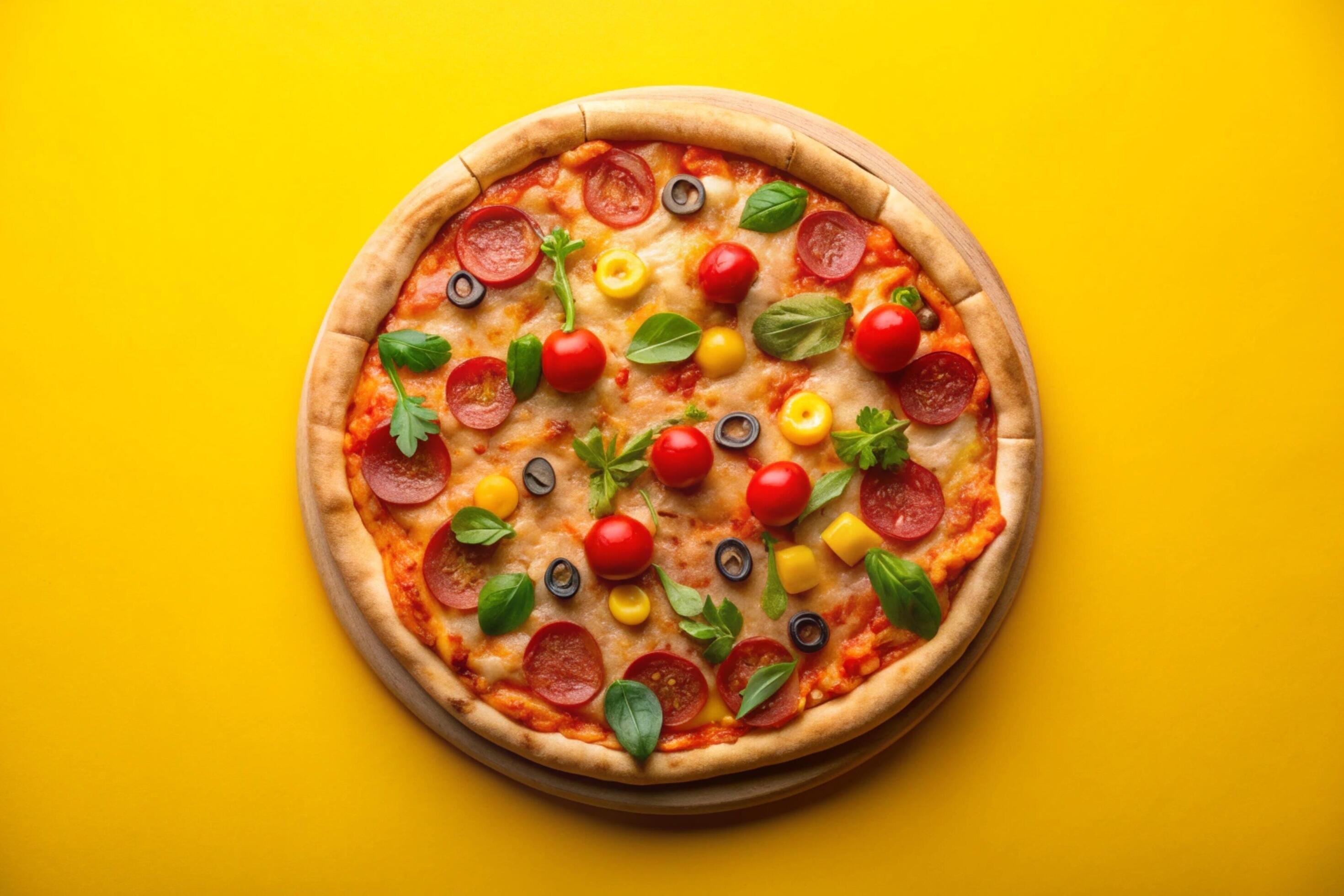 Pizza photo isolated on simple background Stock Free