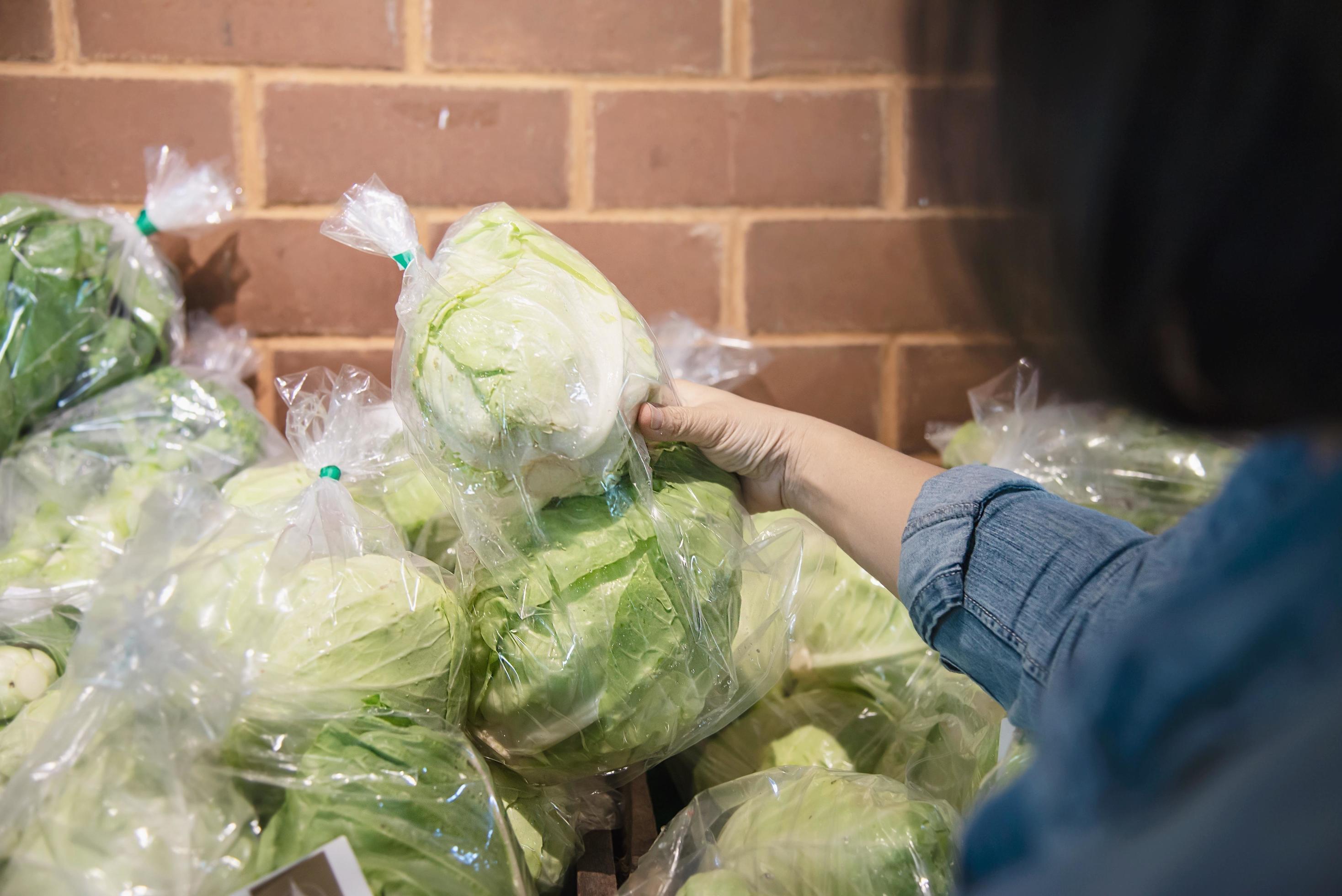 
									Lady is shopping fresh vegetable in supermarket store – woman in fresh market lifestyle concept Stock Free