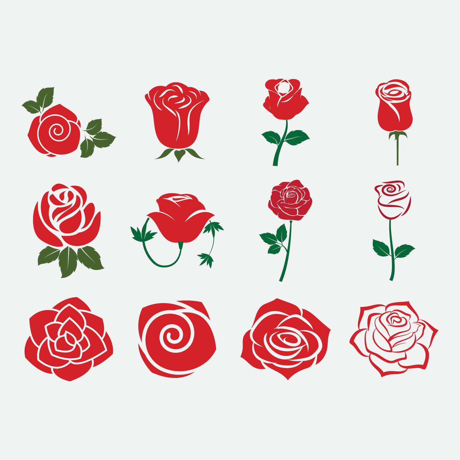 collection of rose flower logos Stock Free