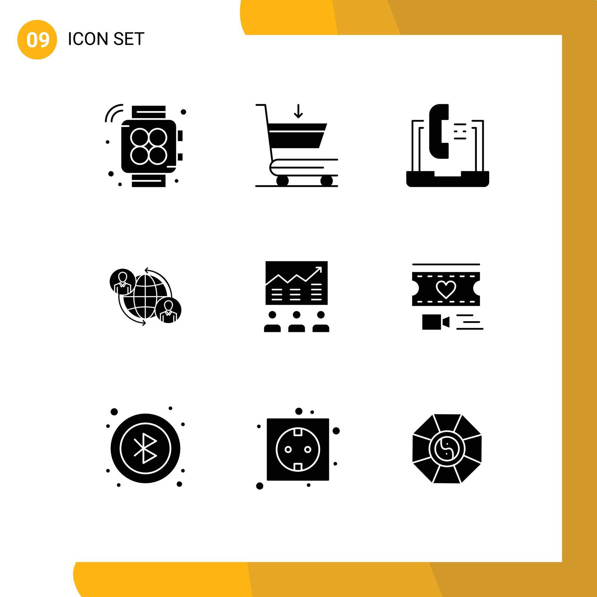 9 Thematic Vector Solid Glyphs and Editable Symbols of arrow global help internet connections Editable Vector Design Elements Stock Free