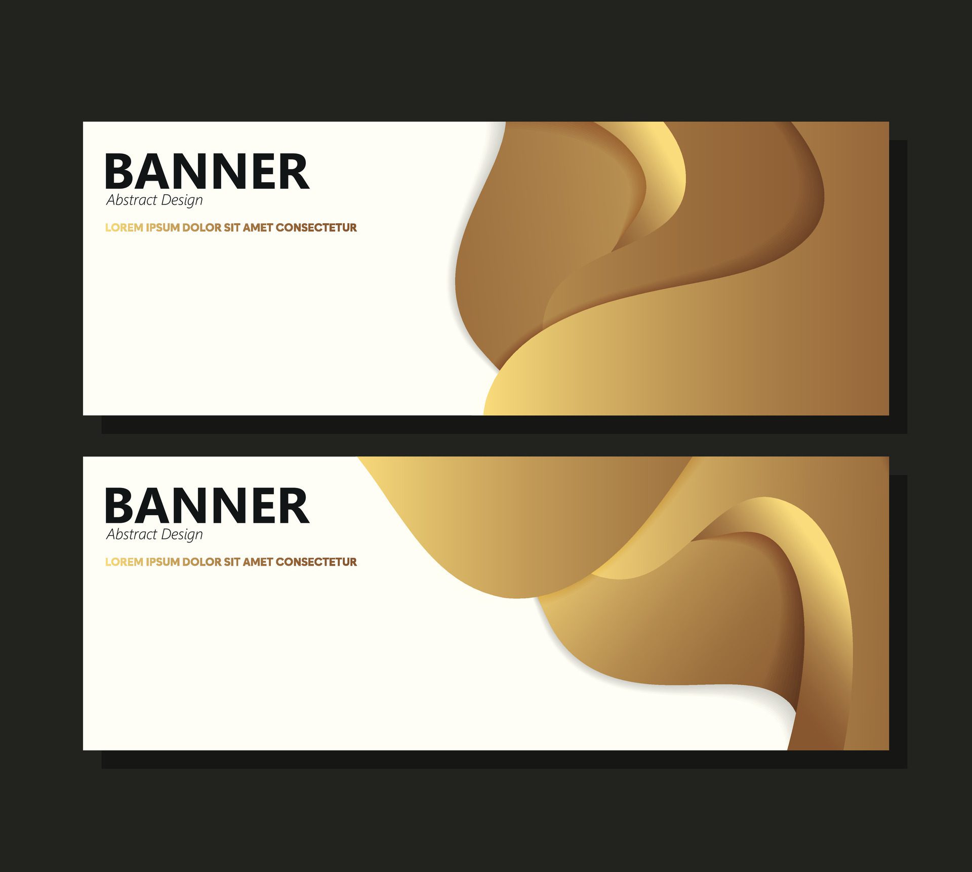 Luxury gold abstract wave banner design Free Vector