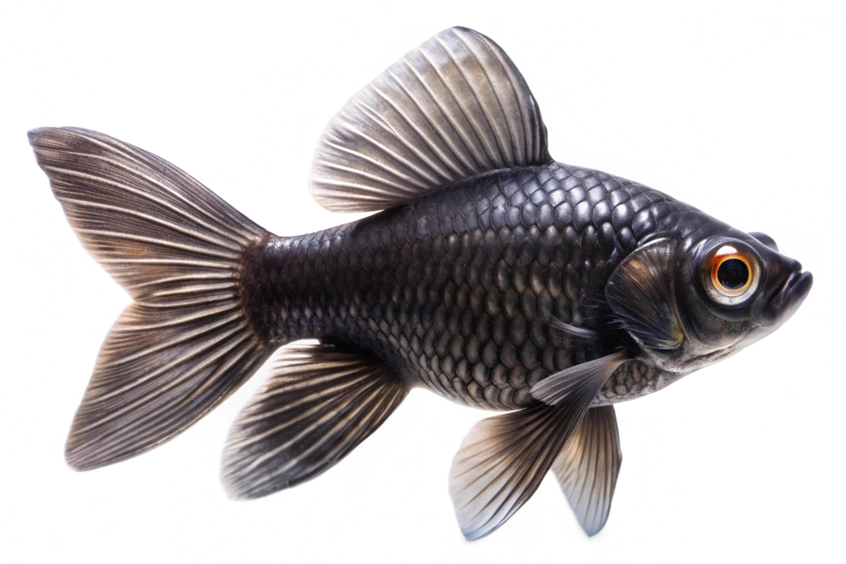 Black ornamental fish isolated on white background Stock Free