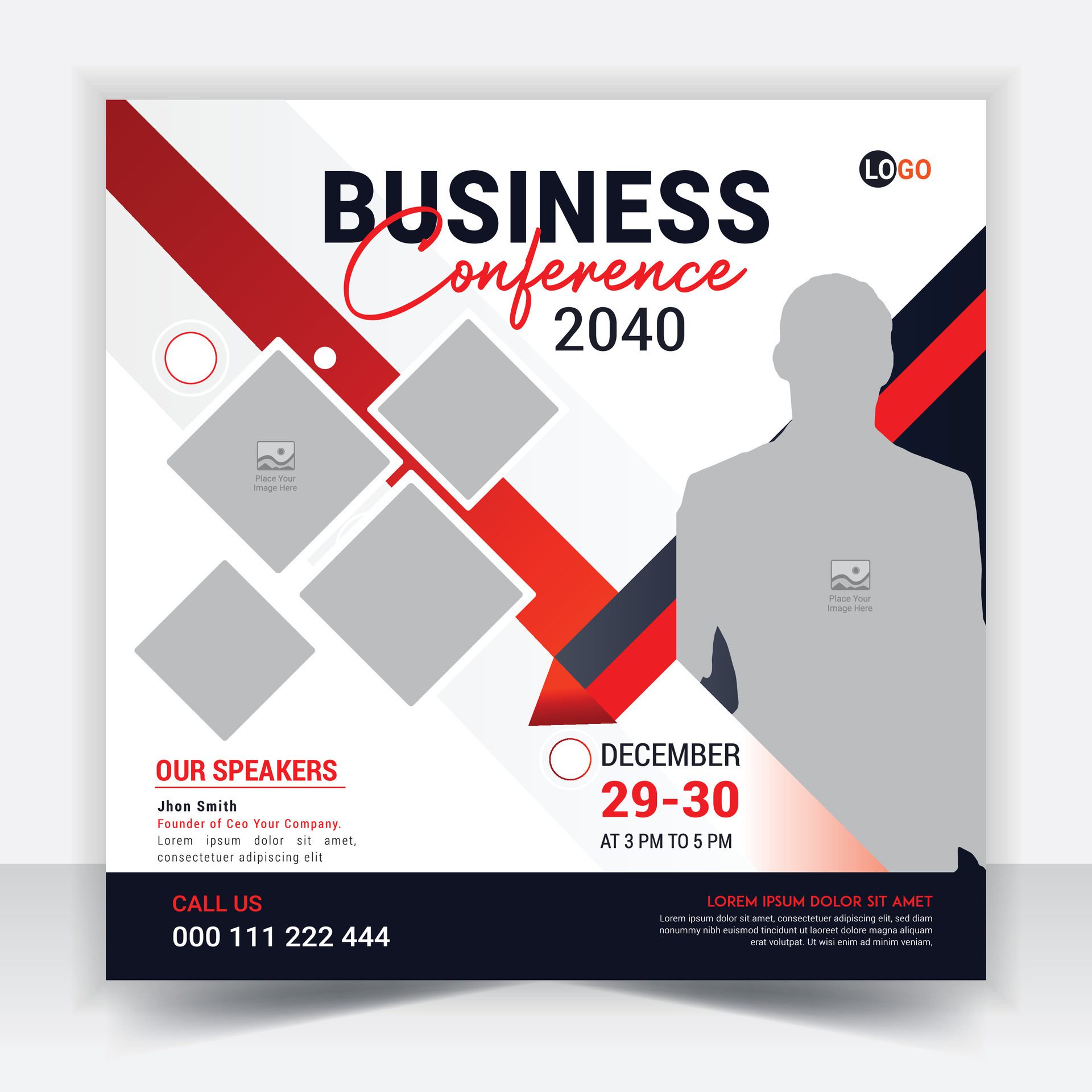 Business conference banner template. Online webinar social media post template. Online live webinar. Free Vector