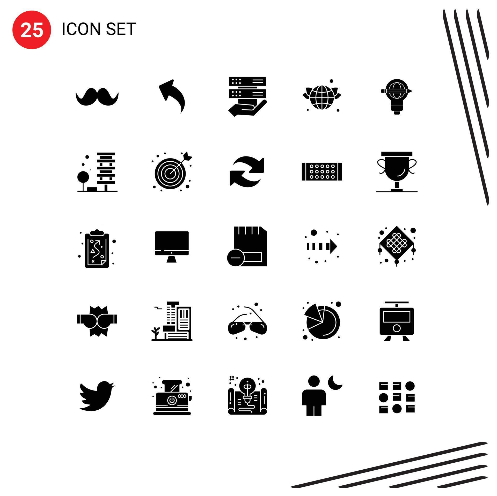 Universal Icon Symbols Group of 25 Modern Solid Glyphs of success world arrows globe control Editable Vector Design Elements Stock Free