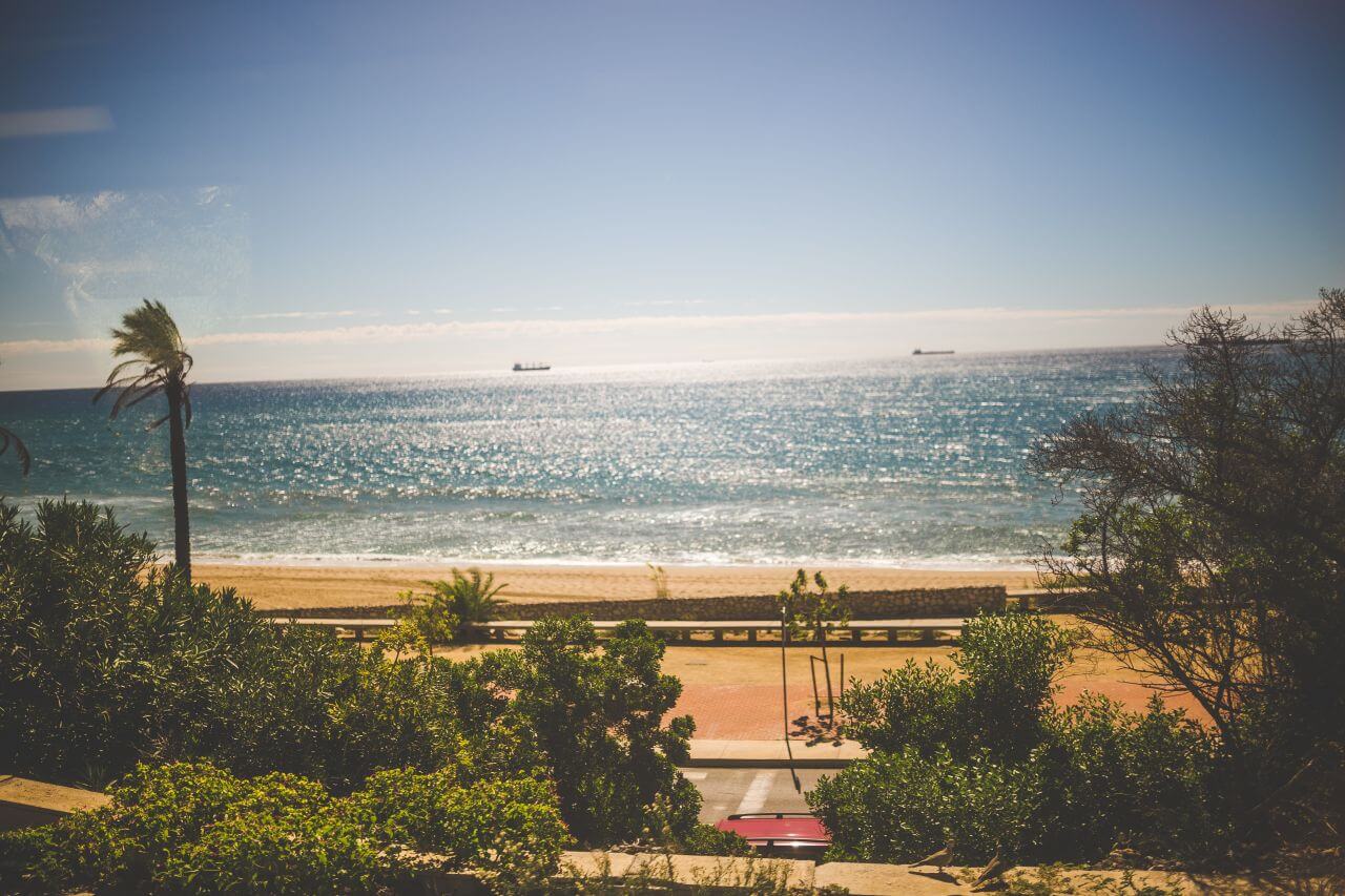 Overlooking Beach at Sunset Stock Free