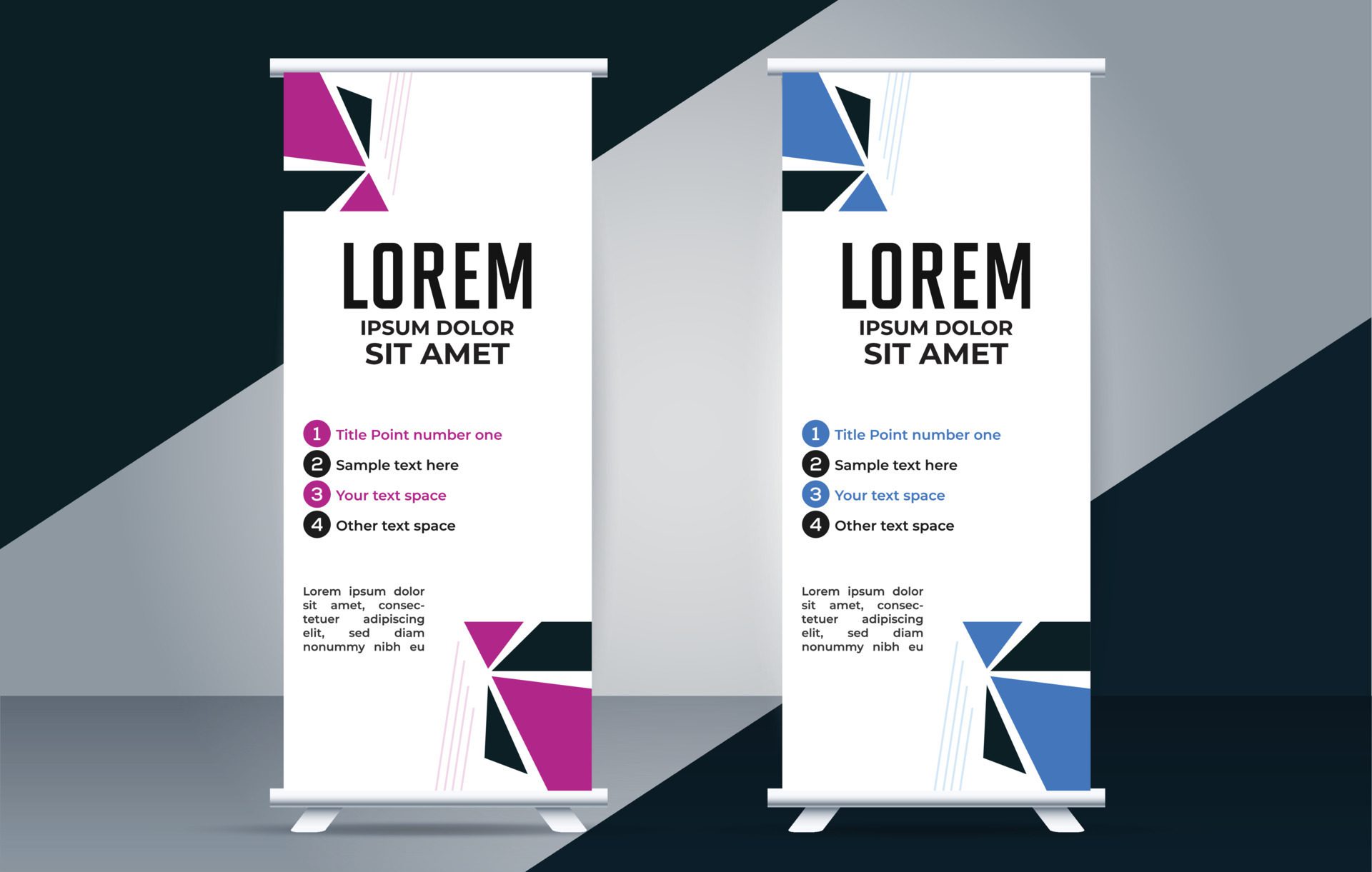 abstract roll up banner standee design template Free Vector