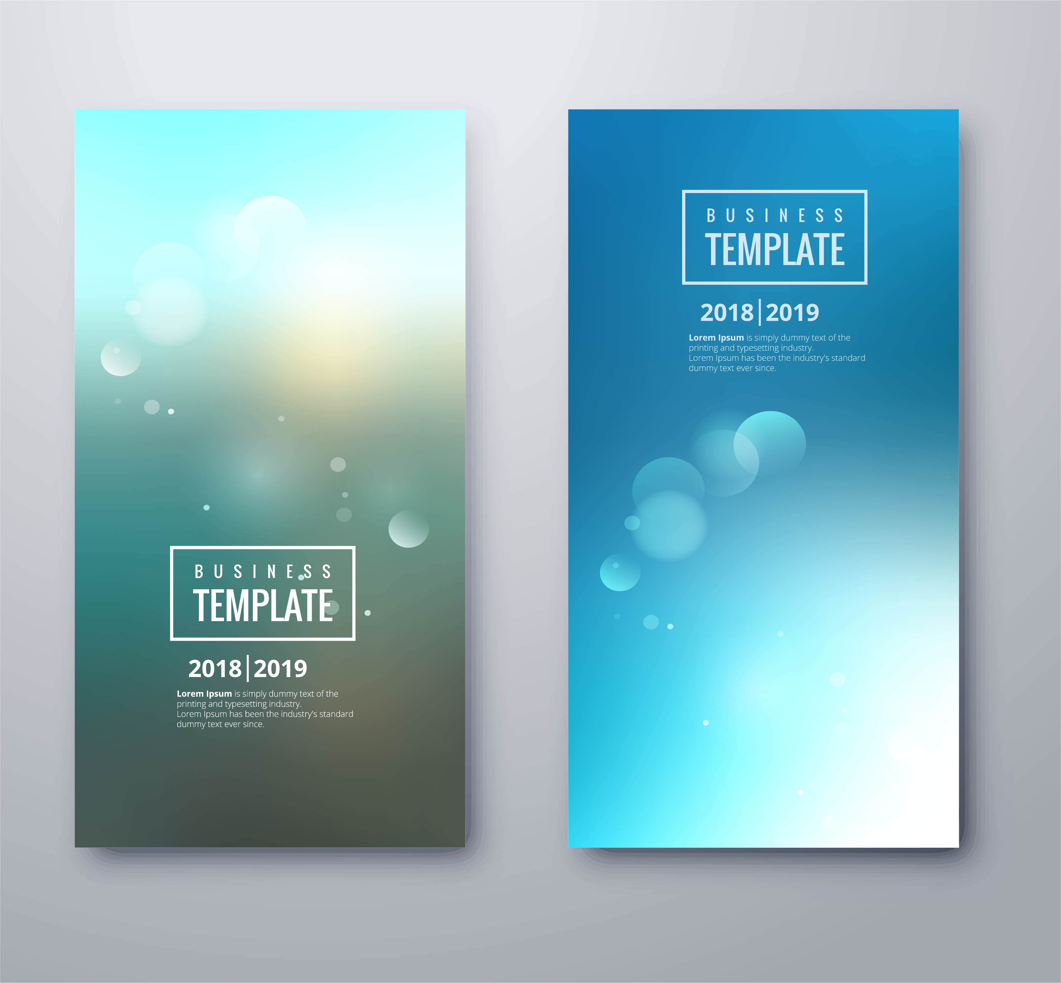 Modern blue blurred business template set design Free Vector