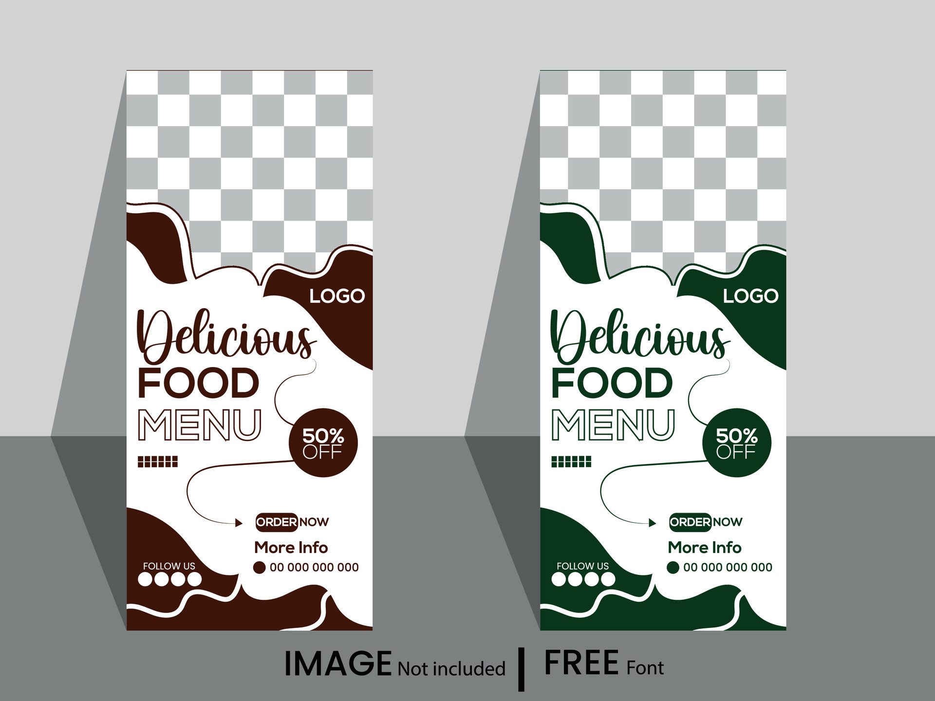 food roll up banner design and special delicious food menu or restaurant x banner template Free Vector