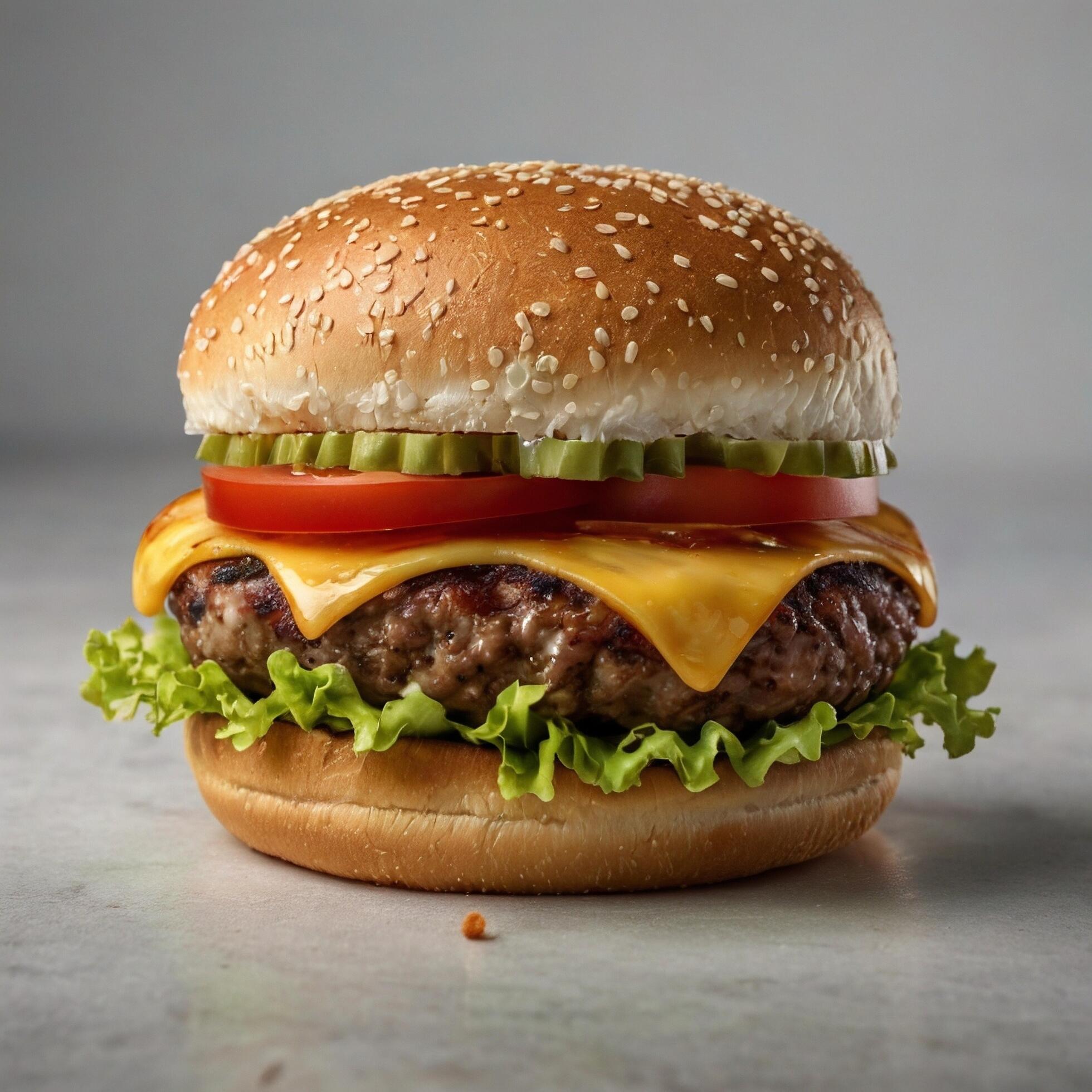 Cheeseburger with Beef Tasty Gourmet Burger white background Stock Free